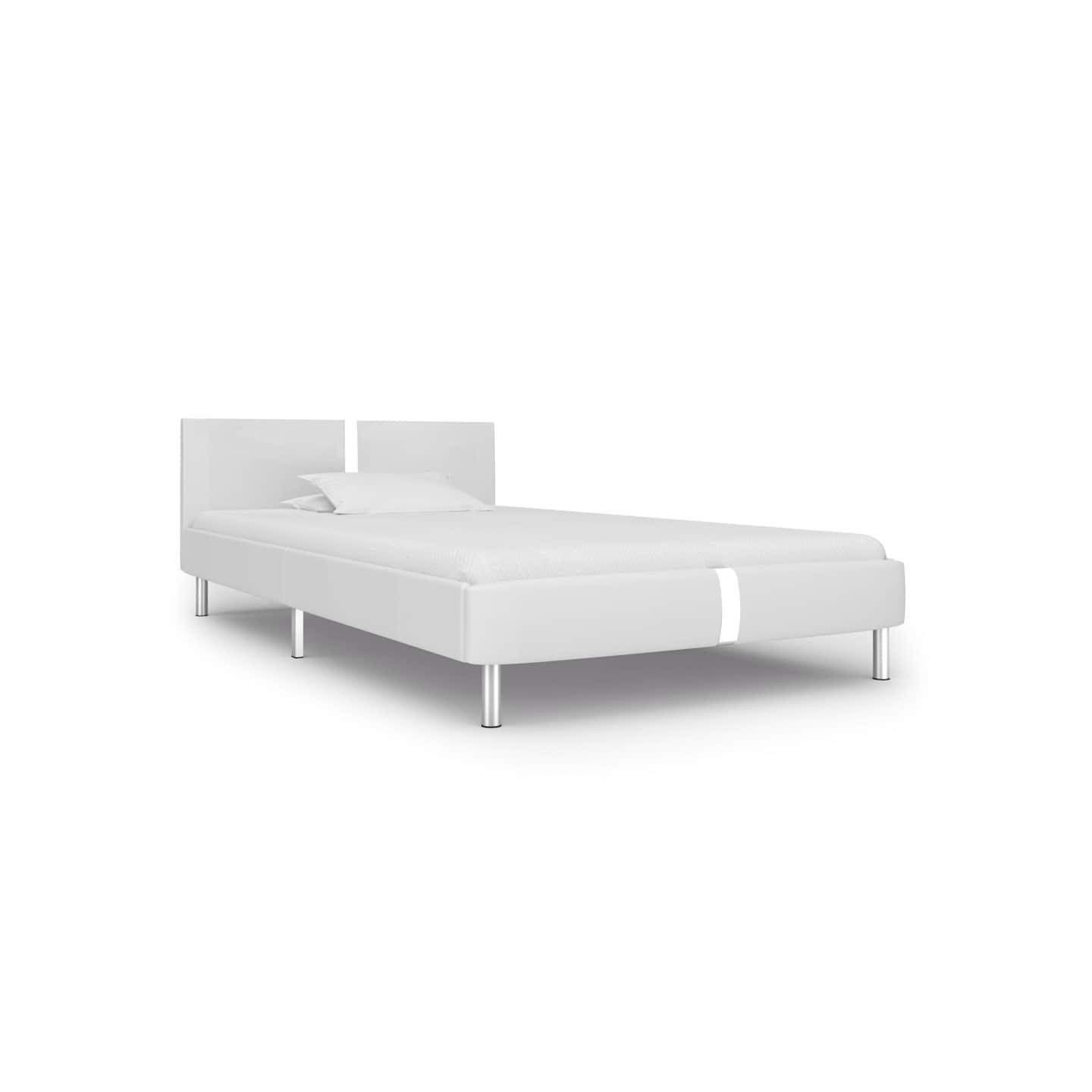 Cadre de lit sans matelas blanc similicuir 90x200 cm