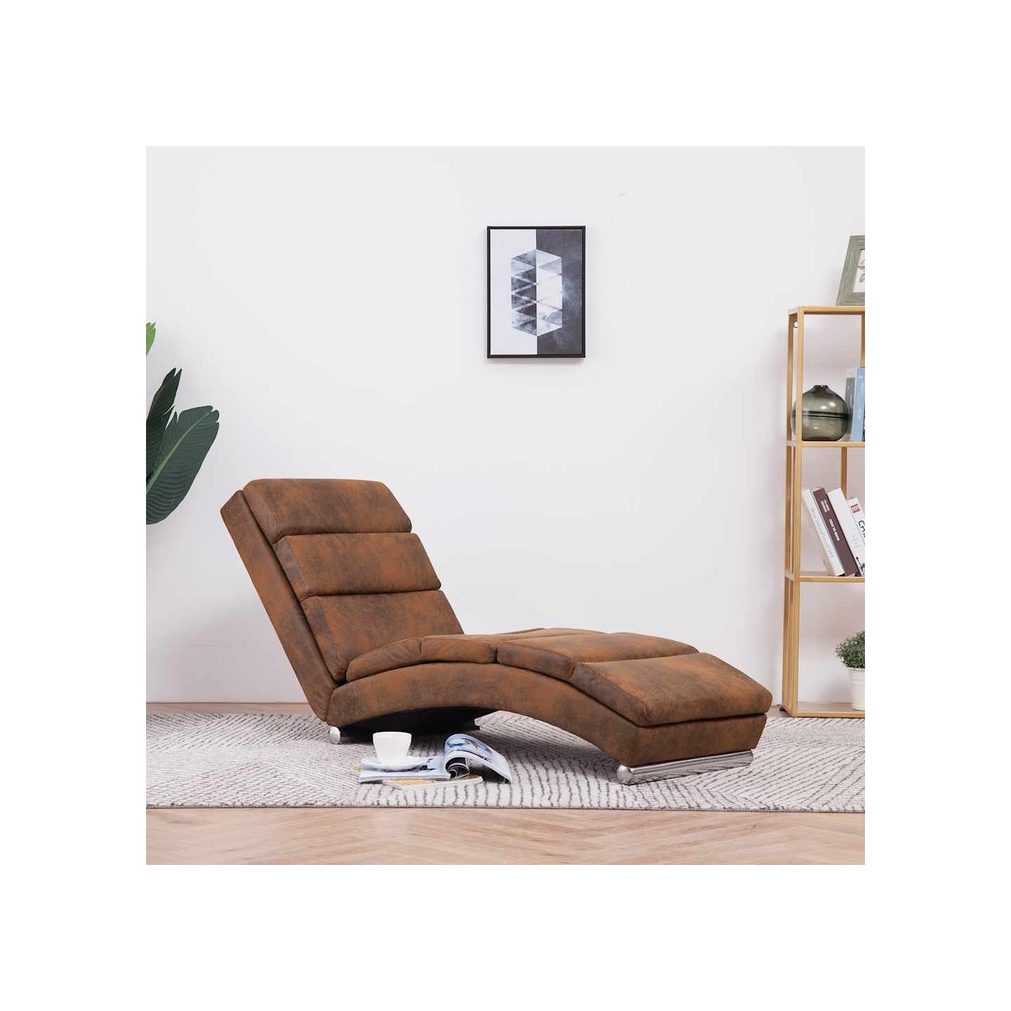 Chaise longue Marron Similicuir daim