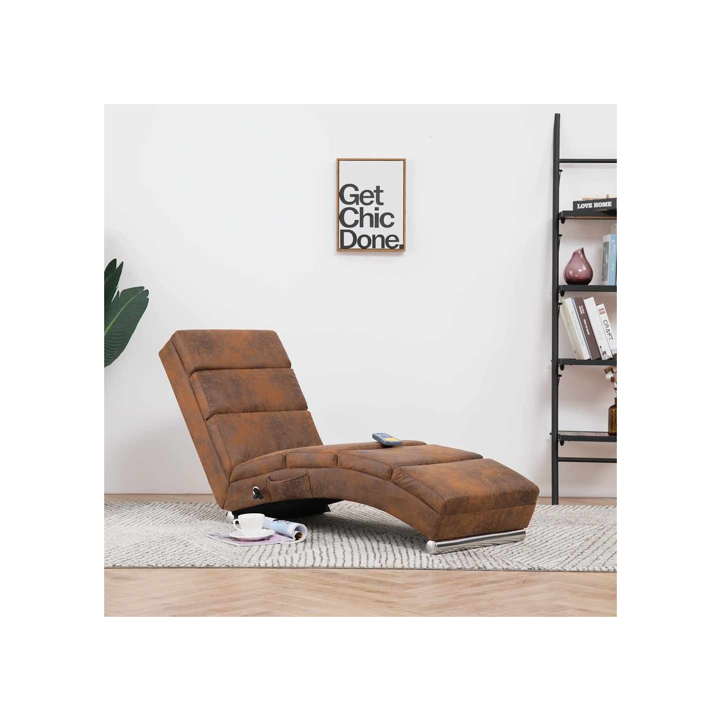 Chaise longue de massage Marron Similicuir daim