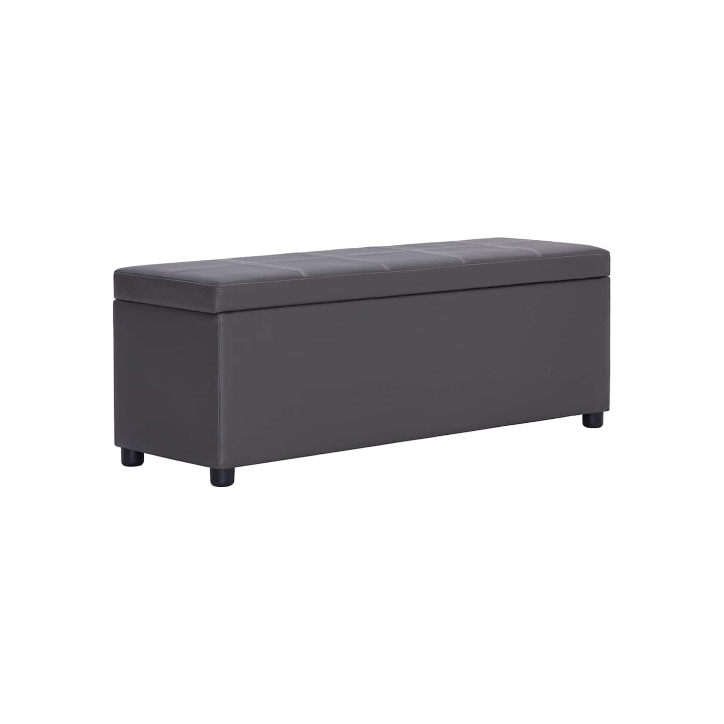 Banc avec compartiment de rangement 116 cm Gris Similicuir
