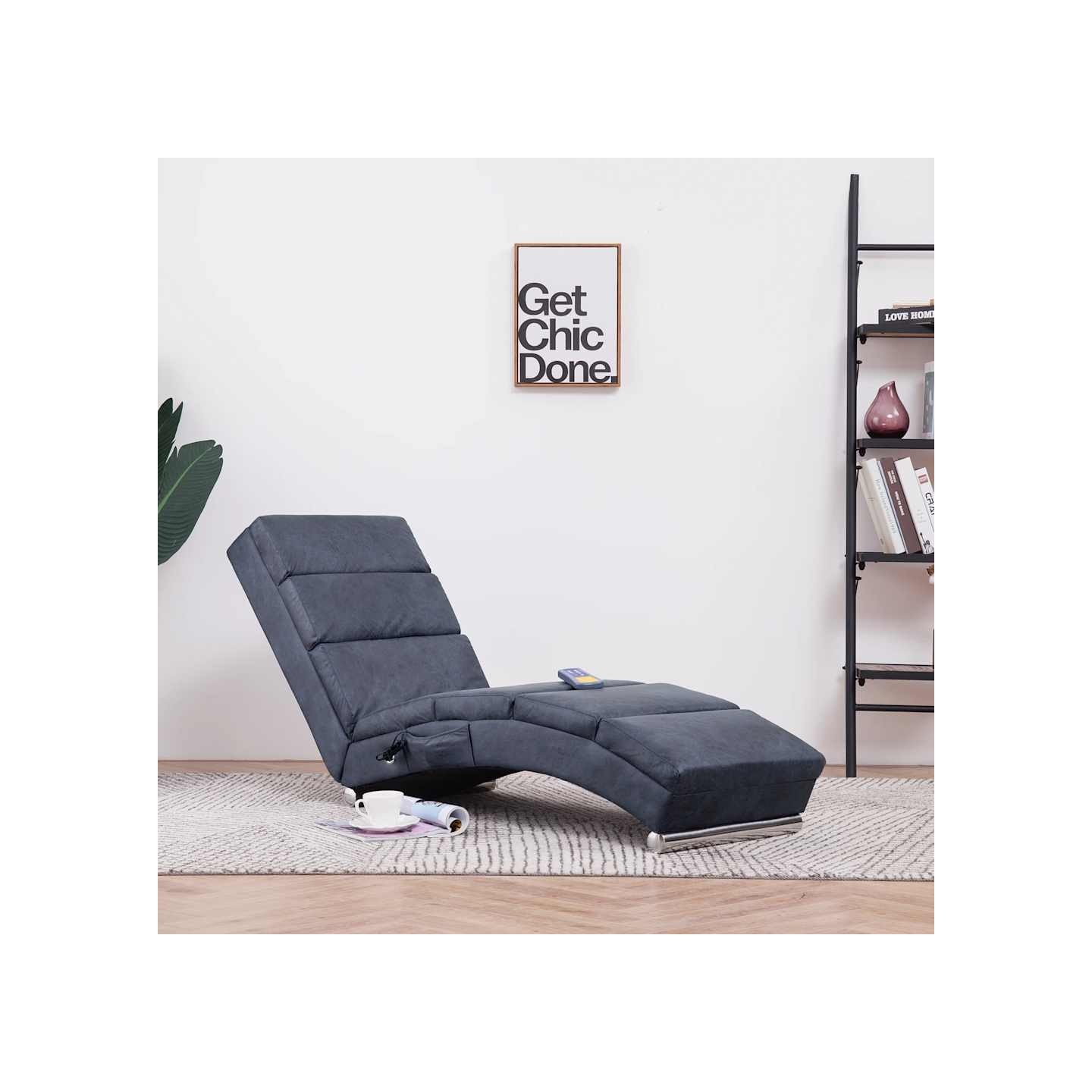 Chaise longue de longue Gris Similicuir daim