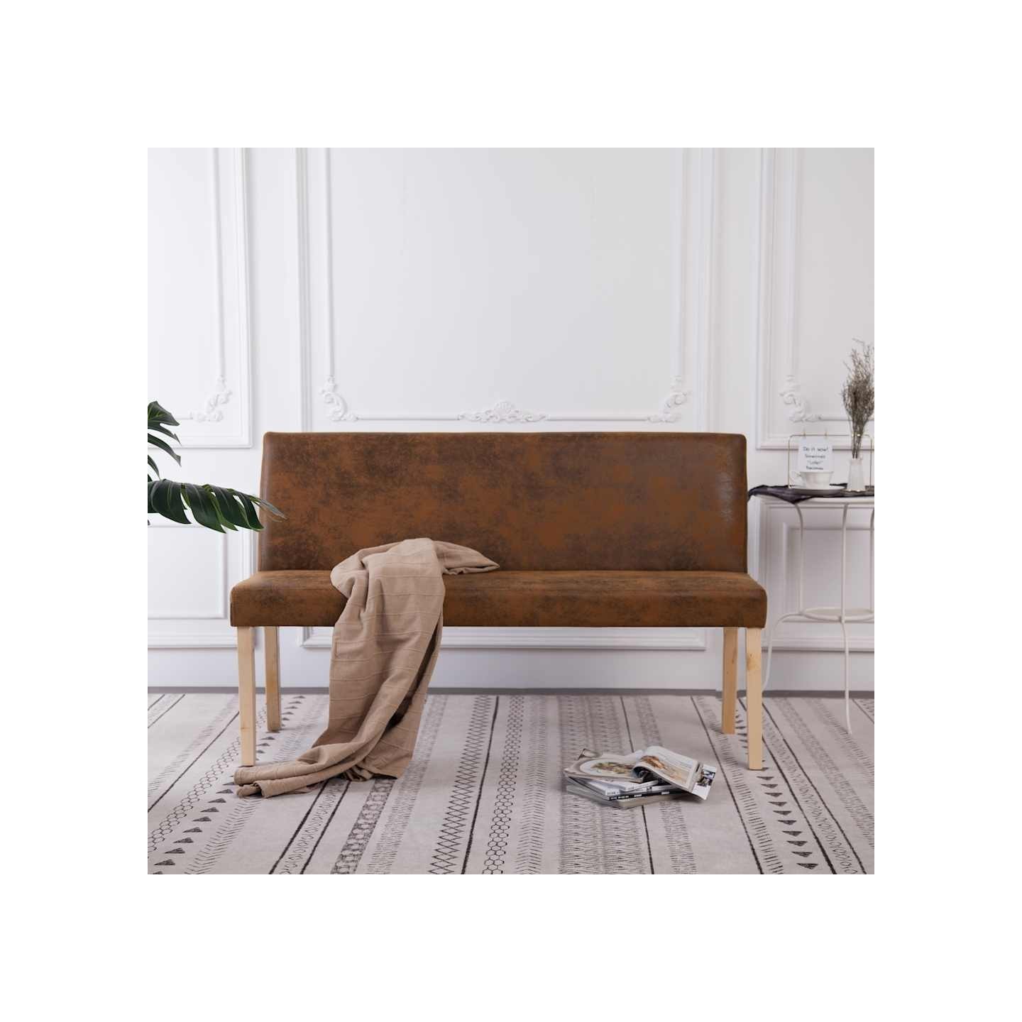 Banc 139,5 cm Marron Similicuir daim