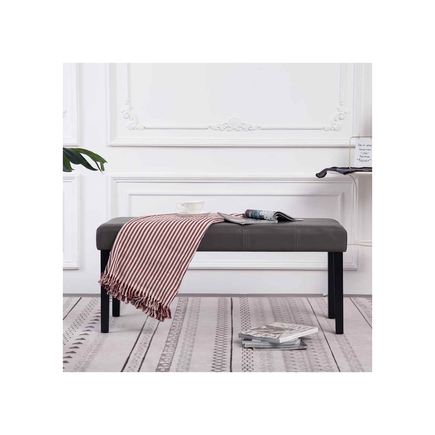 Banc 106 cm Gris Similicuir