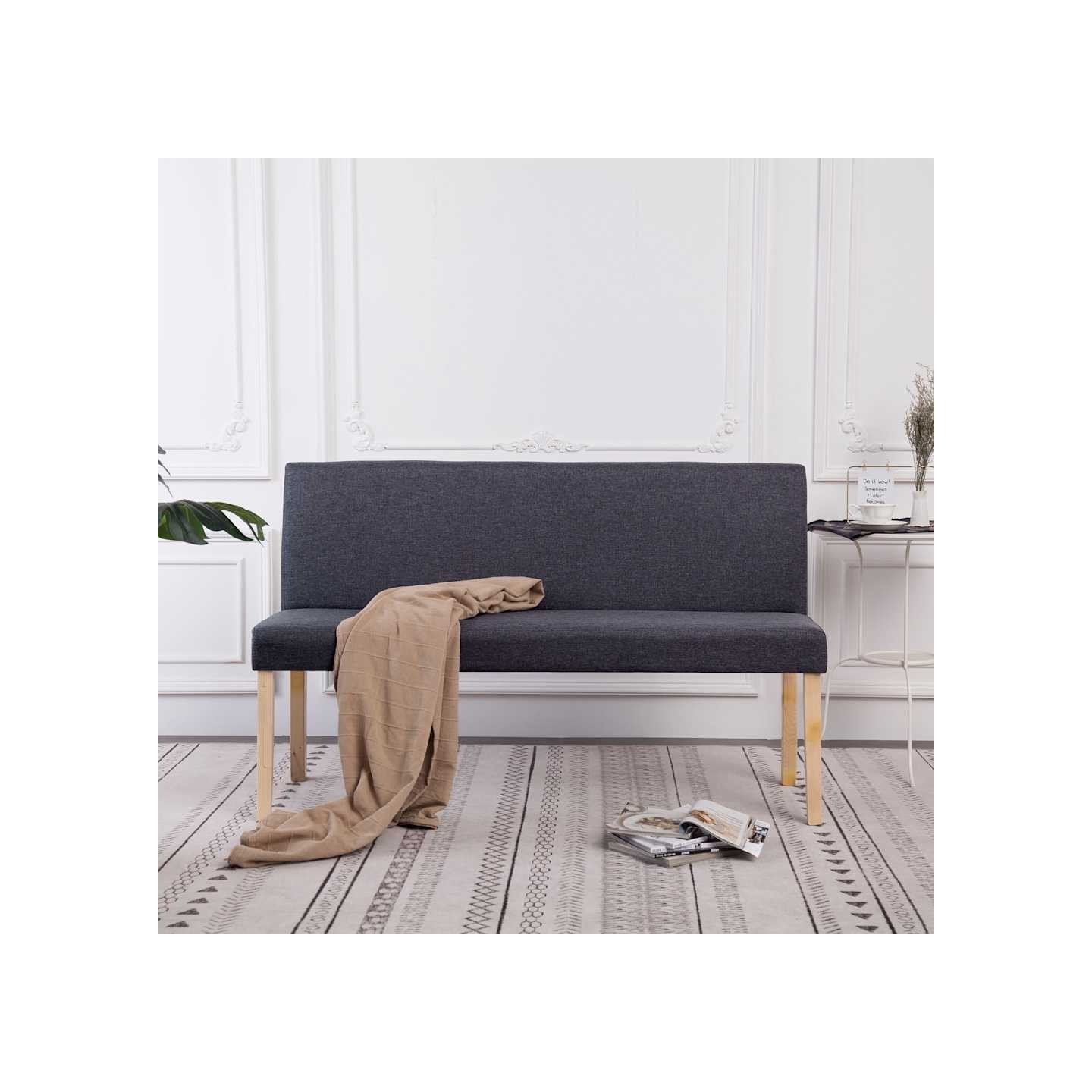 Banc 139,5 cm Gris foncé Polyester