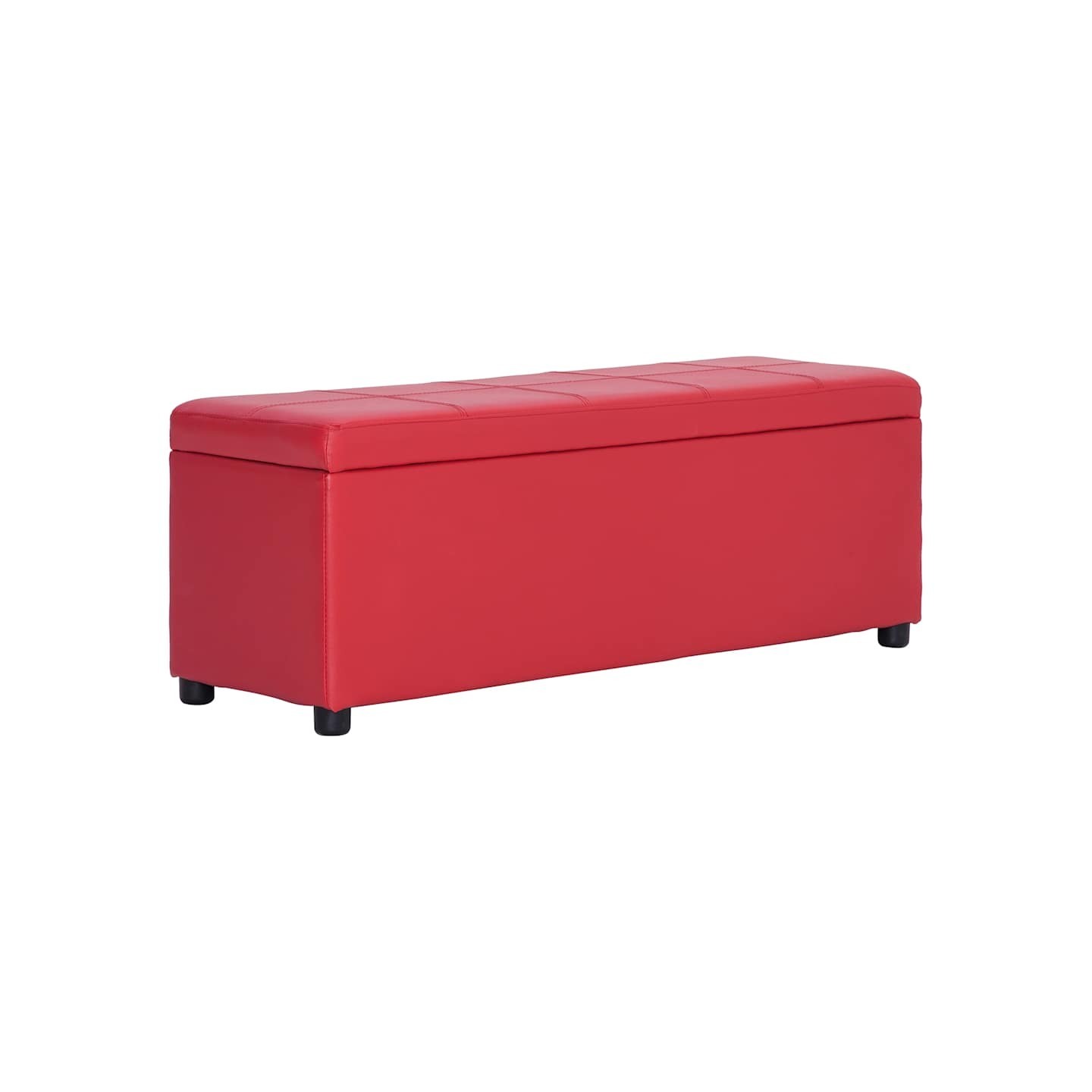 Banc avec compartiment de rangement 116 cm Rouge Similicuir
