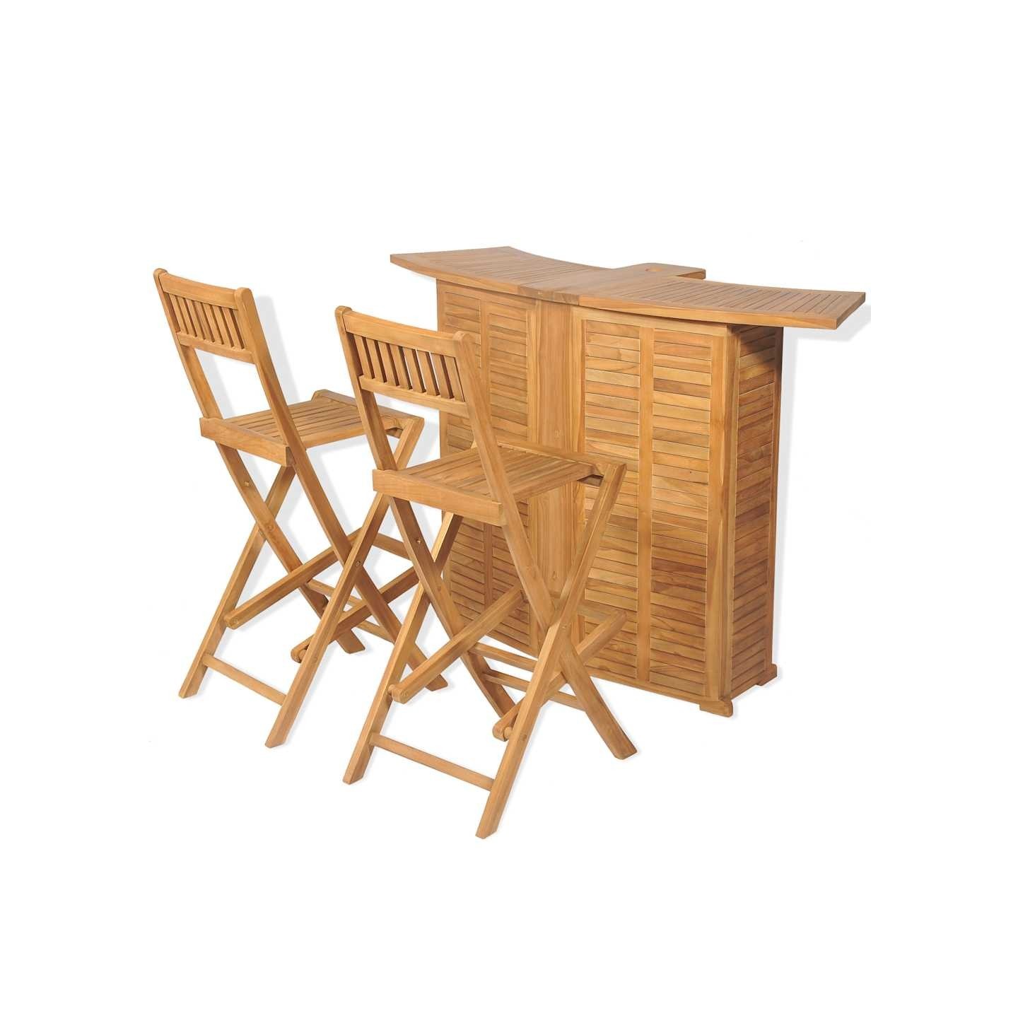 Mobilier de bistro 3pcs et chaises pliables Bois de teck solide