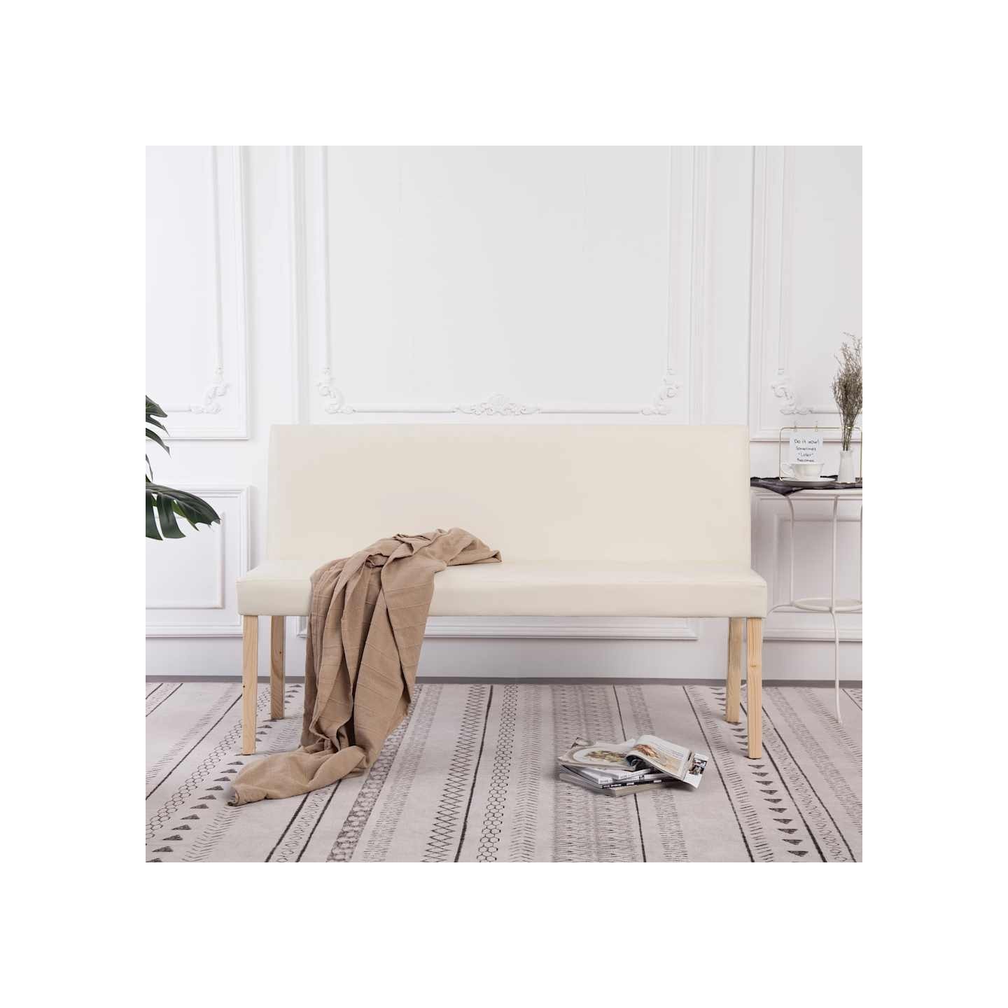 Banc 139,5 cm Crème Similicuir