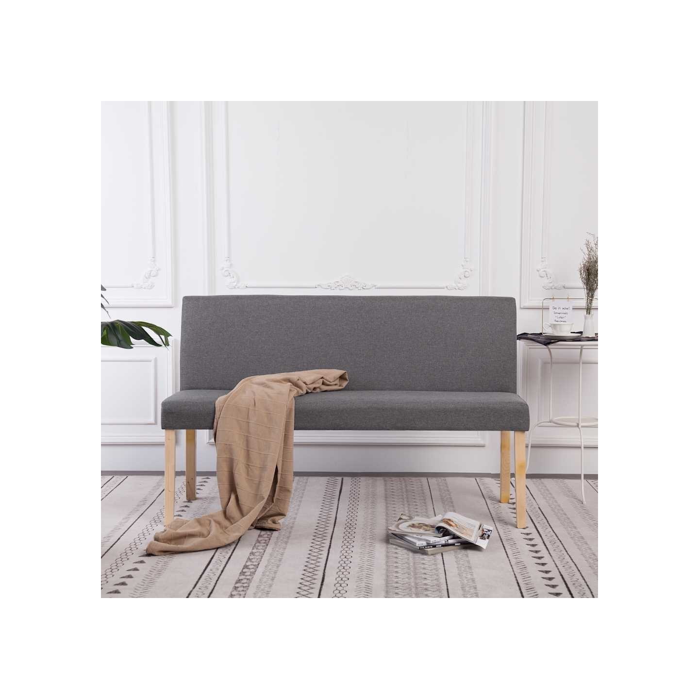 Banc 139,5 cm Gris clair Polyester