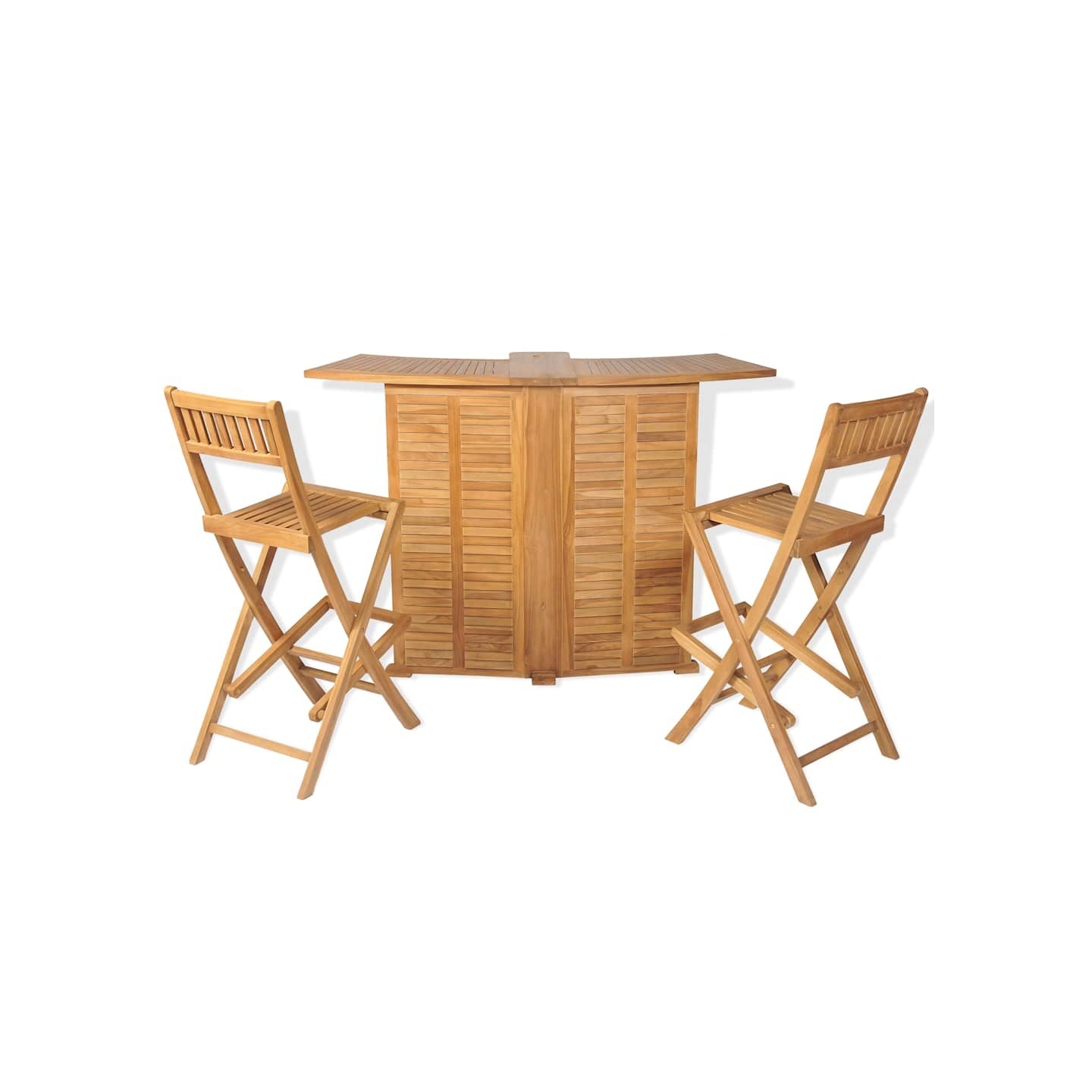 Mobilier de bistro 3pcs et chaises pliables Bois de teck solide