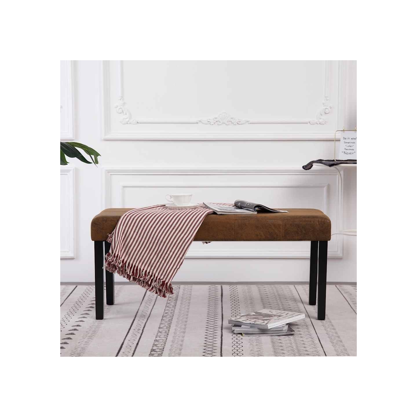 Banc 106 cm Marron Similicuir daim