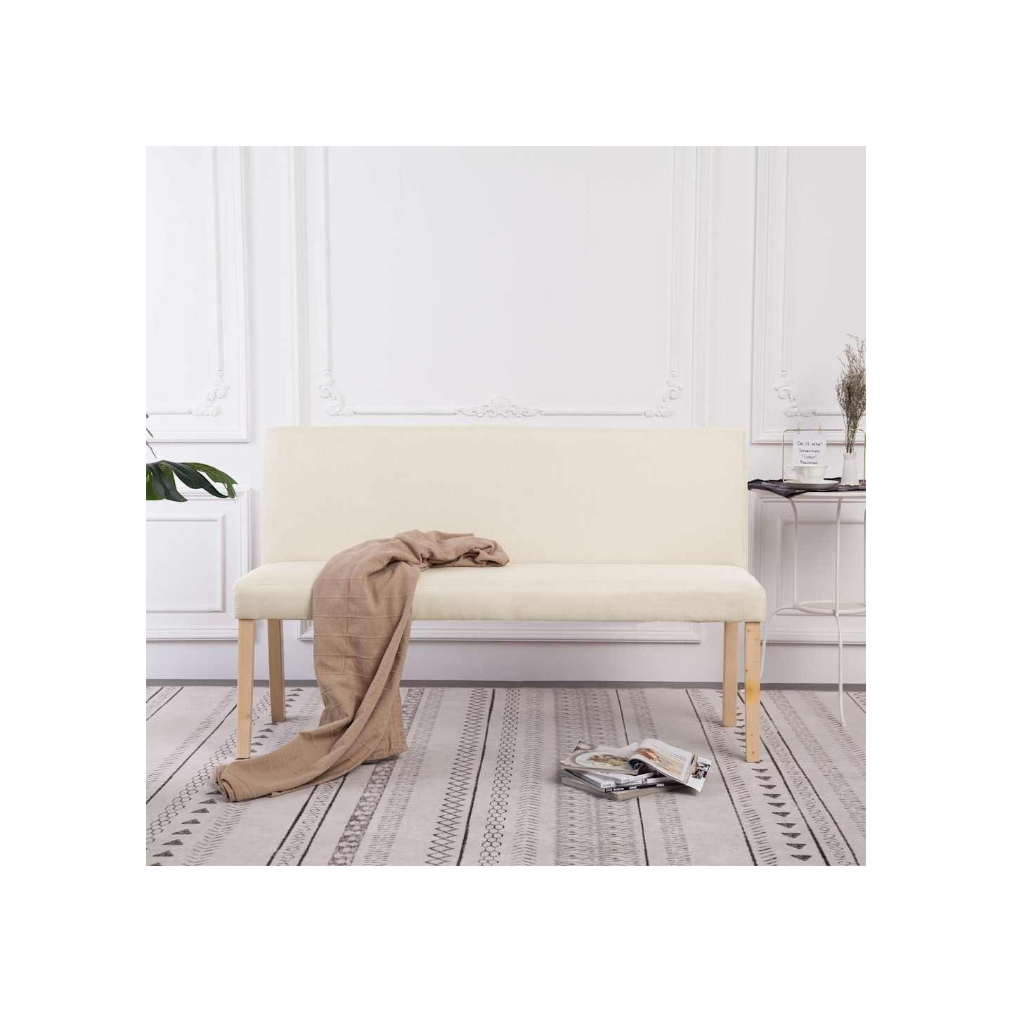 Banc 139,5 cm Crème Polyester