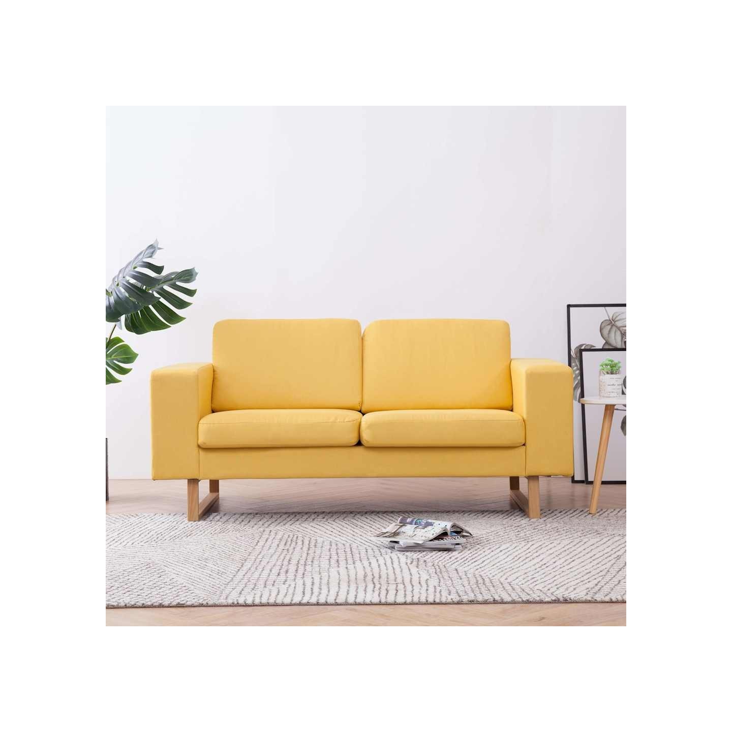 Canapé à 2 places tissu jaune