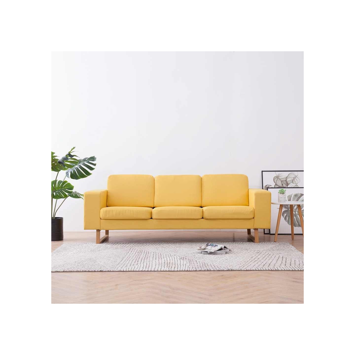 Canapé à 3 places tissu jaune