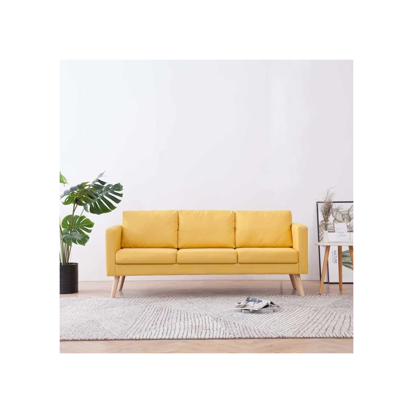 Canapé à 3 places Tissu Jaune