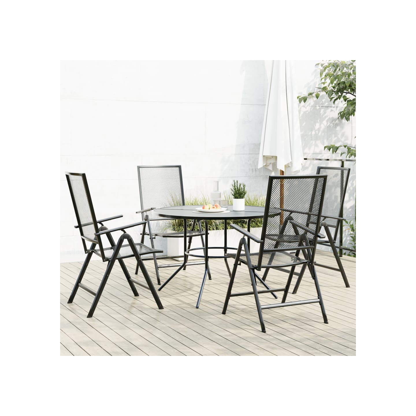 Ensemble de chaises de jardin inclinables 5 pcs anthracite