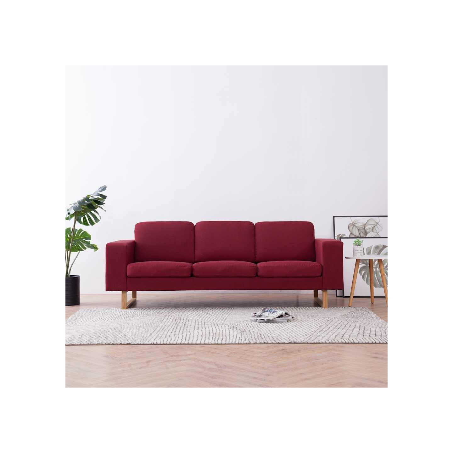 Canapé à 3 places tissu rouge bordeaux