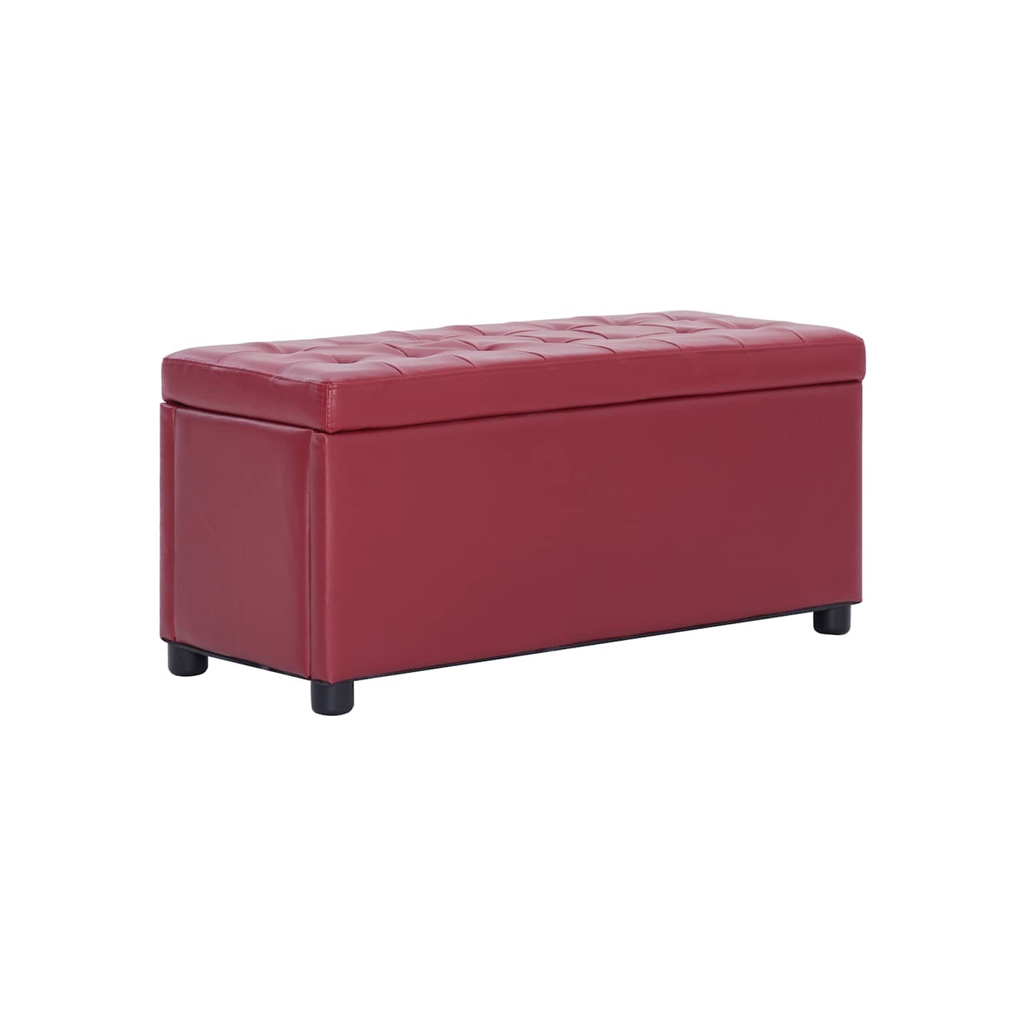 Pouf de rangement 87,5 cm Rouge bordeaux Similicuir