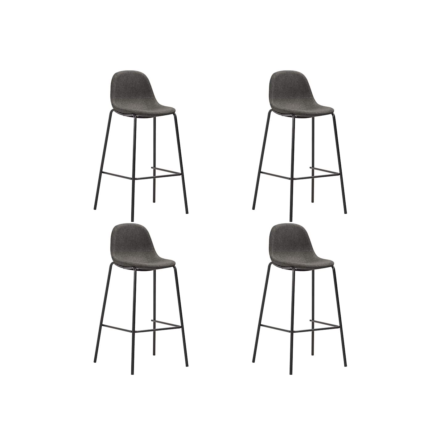 Chaises de bar lot de 4 gris foncé tissu