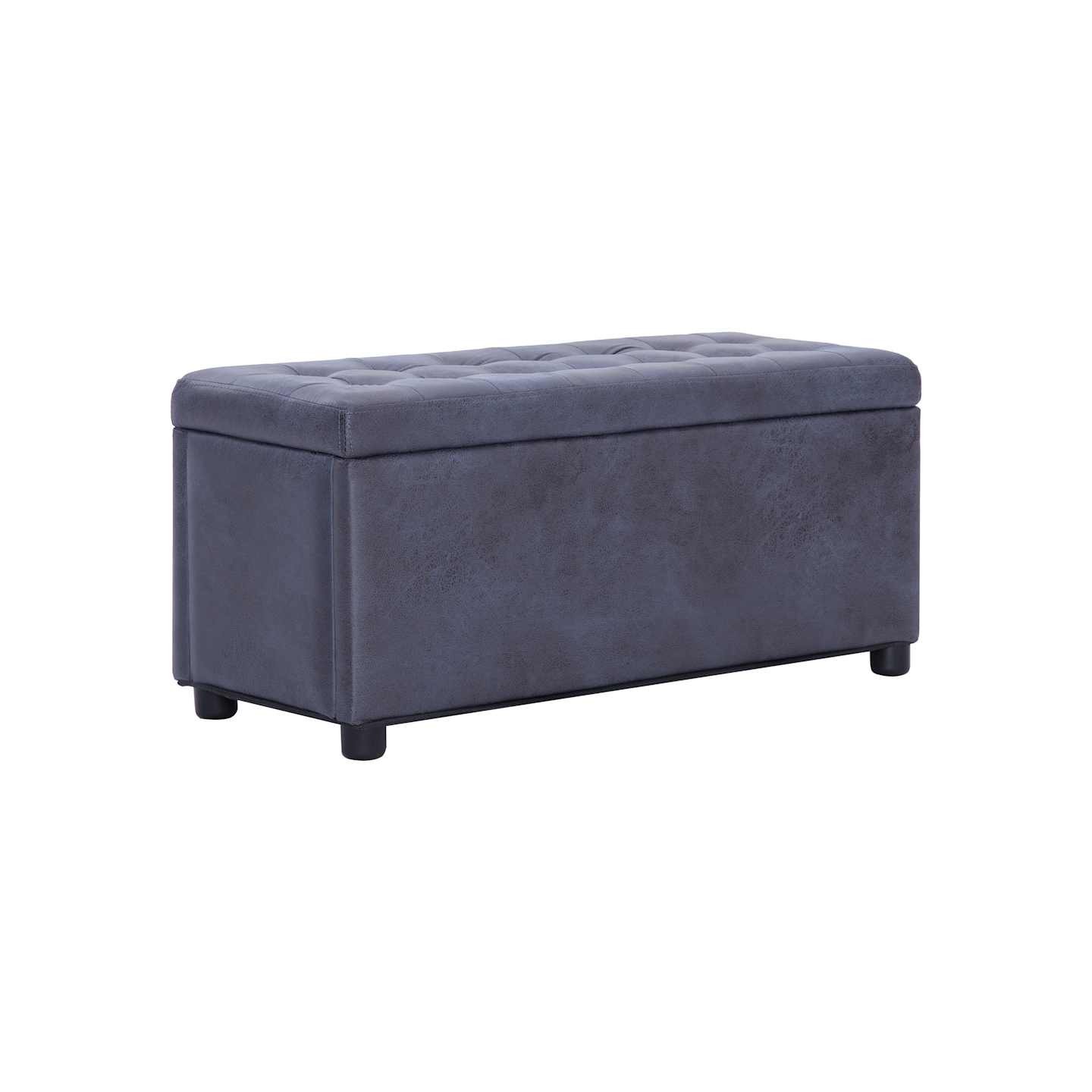 Pouf de rangement 87,5 cm Gris Similicuir daim