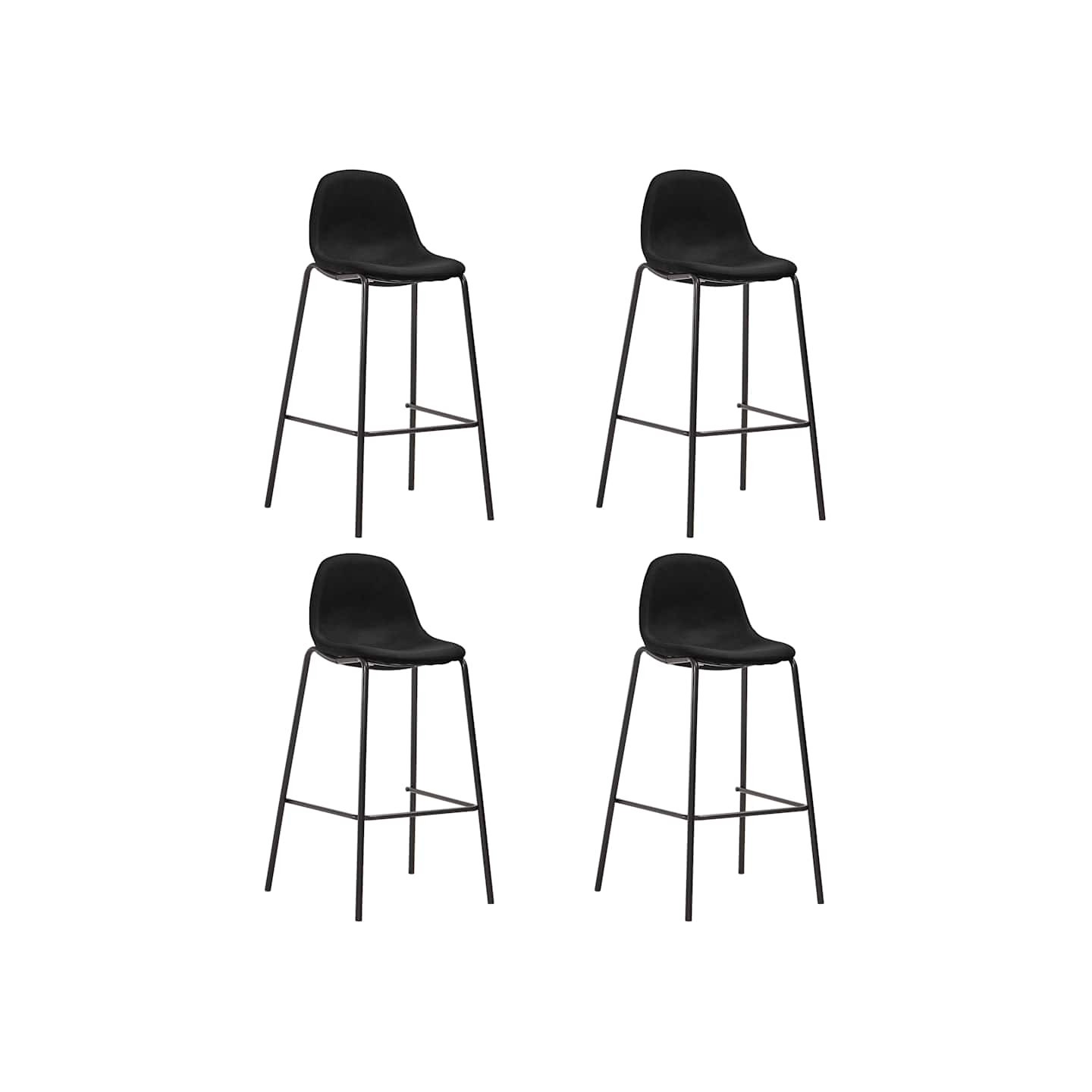 Chaises de bar lot de 4 noir tissu