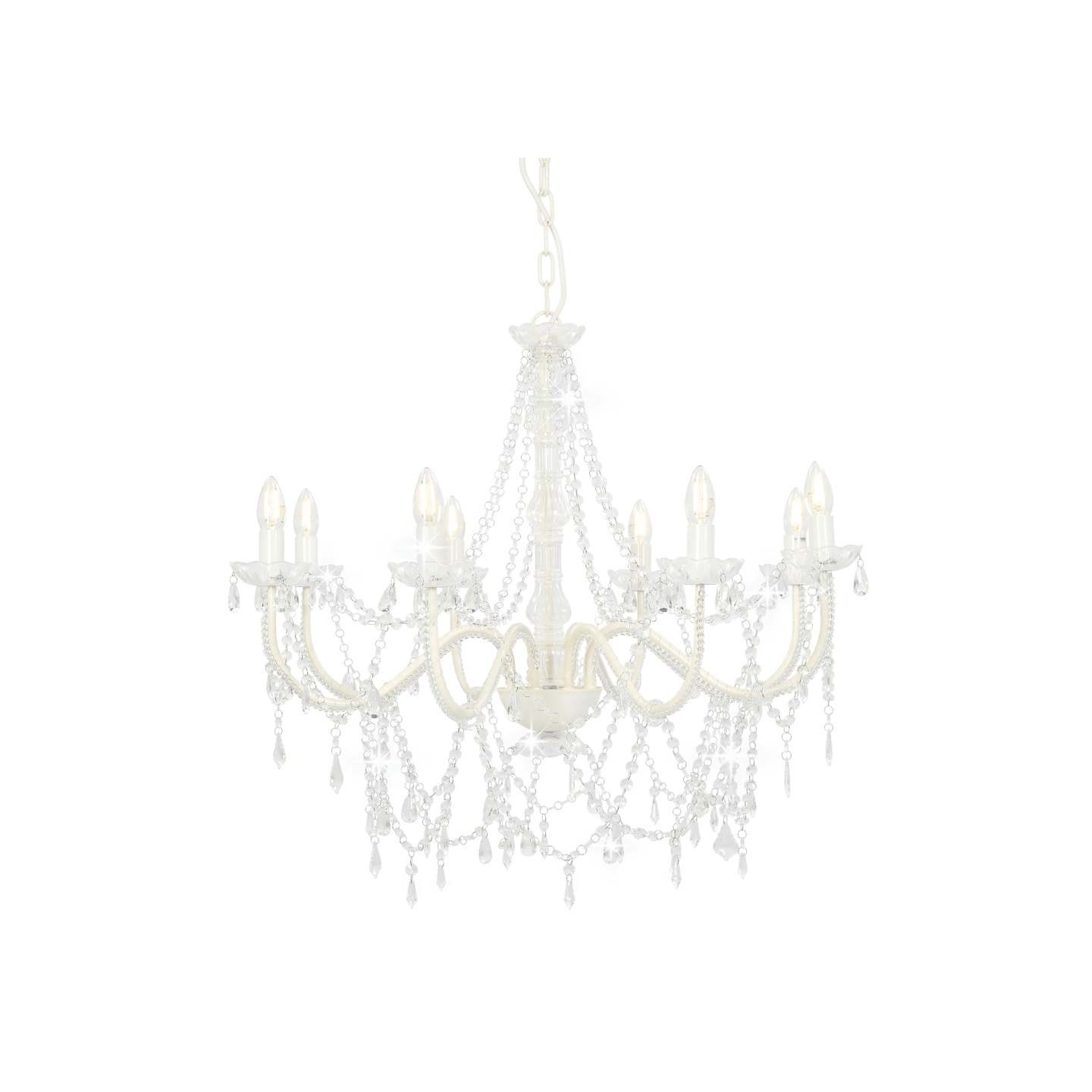 Lustre avec perles Blanc 8 ampoules E14