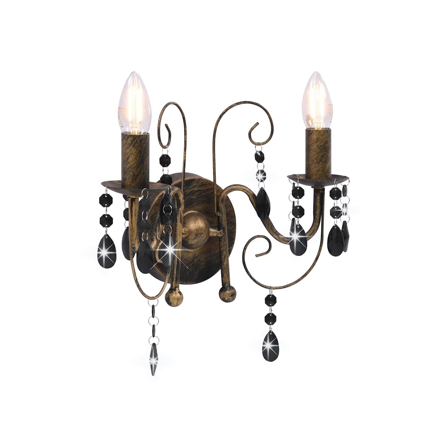 Applique murale à perles Noir antique 2 ampoules E14