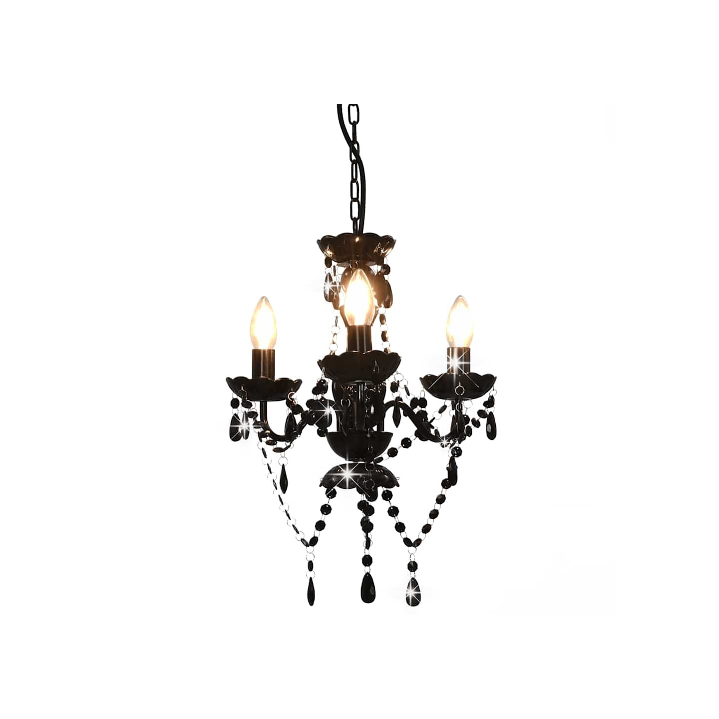 Lustre avec perles Noir Rond 3 x E14