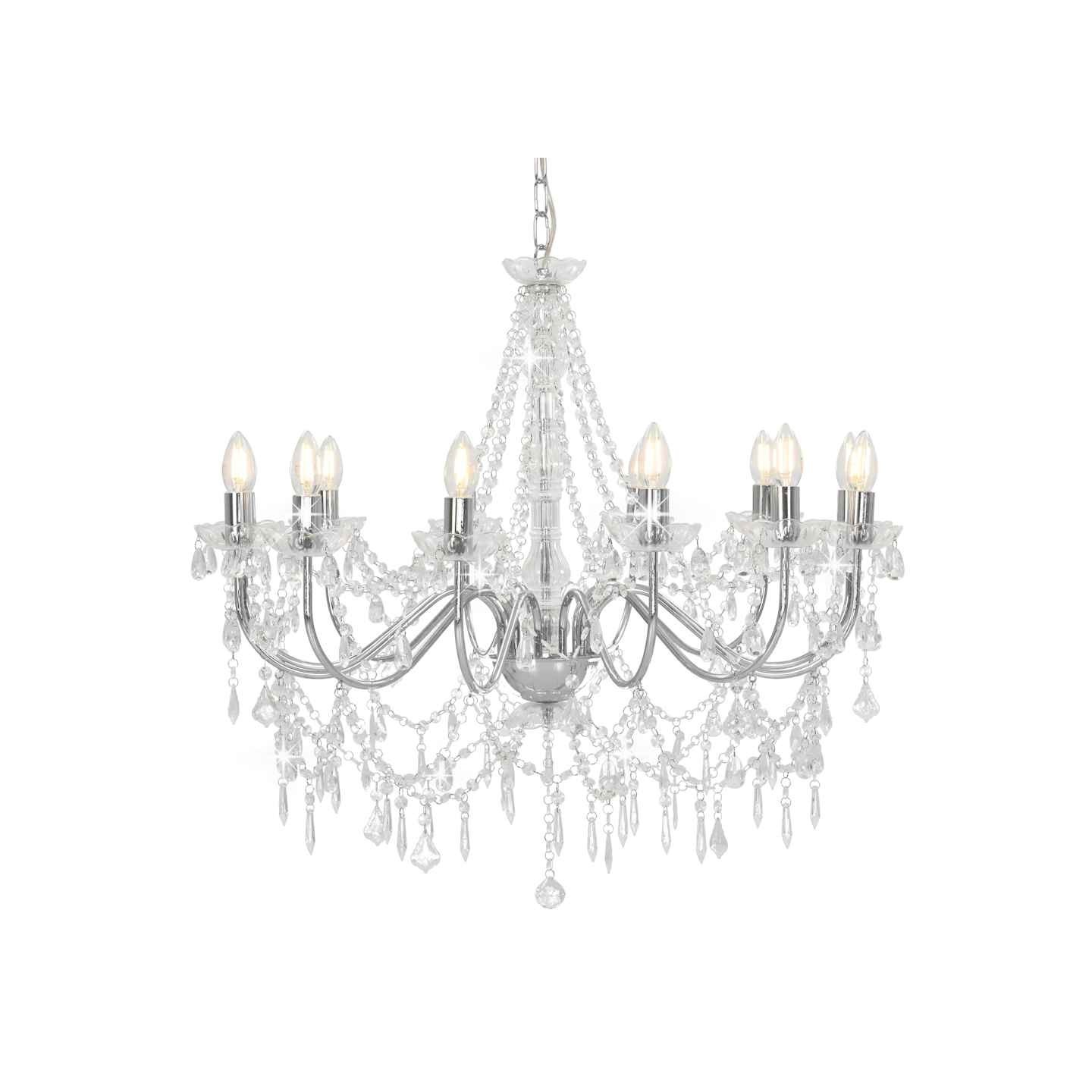 Lustre avec perles Argenté 12 ampoules E14