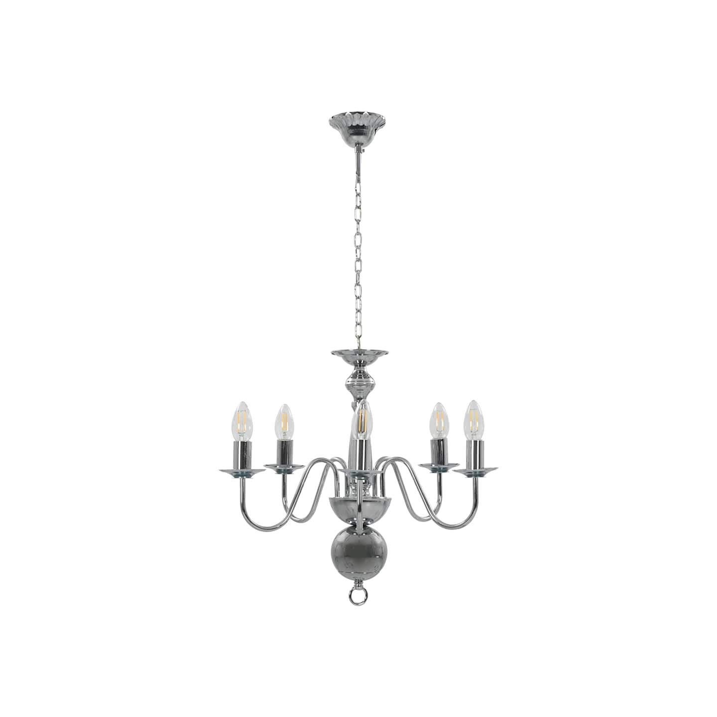Lustre Argenté 5 ampoules E14