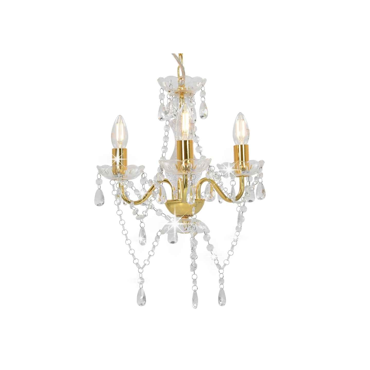 Lustre avec perles Doré Rond 3 x E14