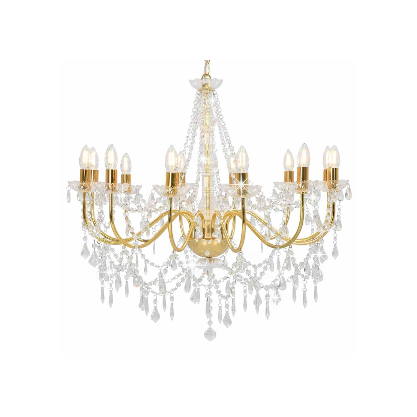 Lustre avec perles Doré 12 ampoules E14