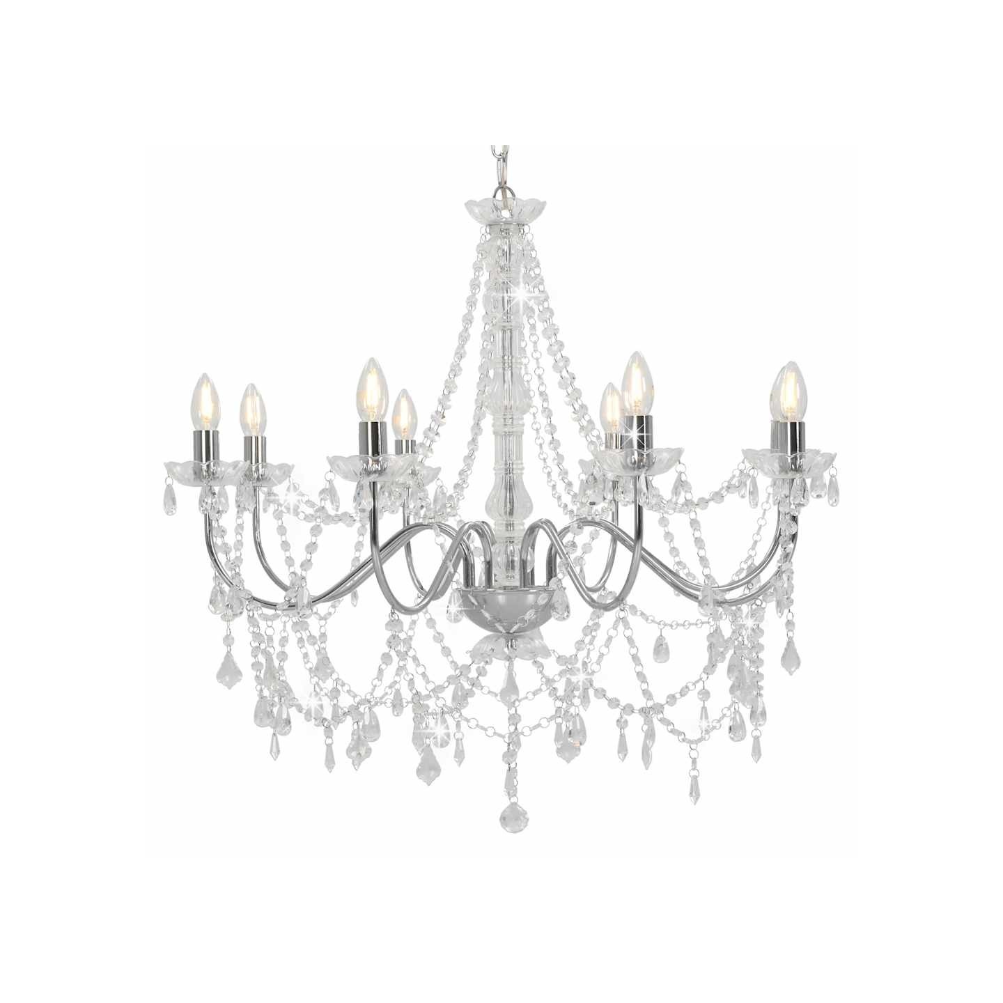 Lustre avec perles Argenté 8 ampoules E14