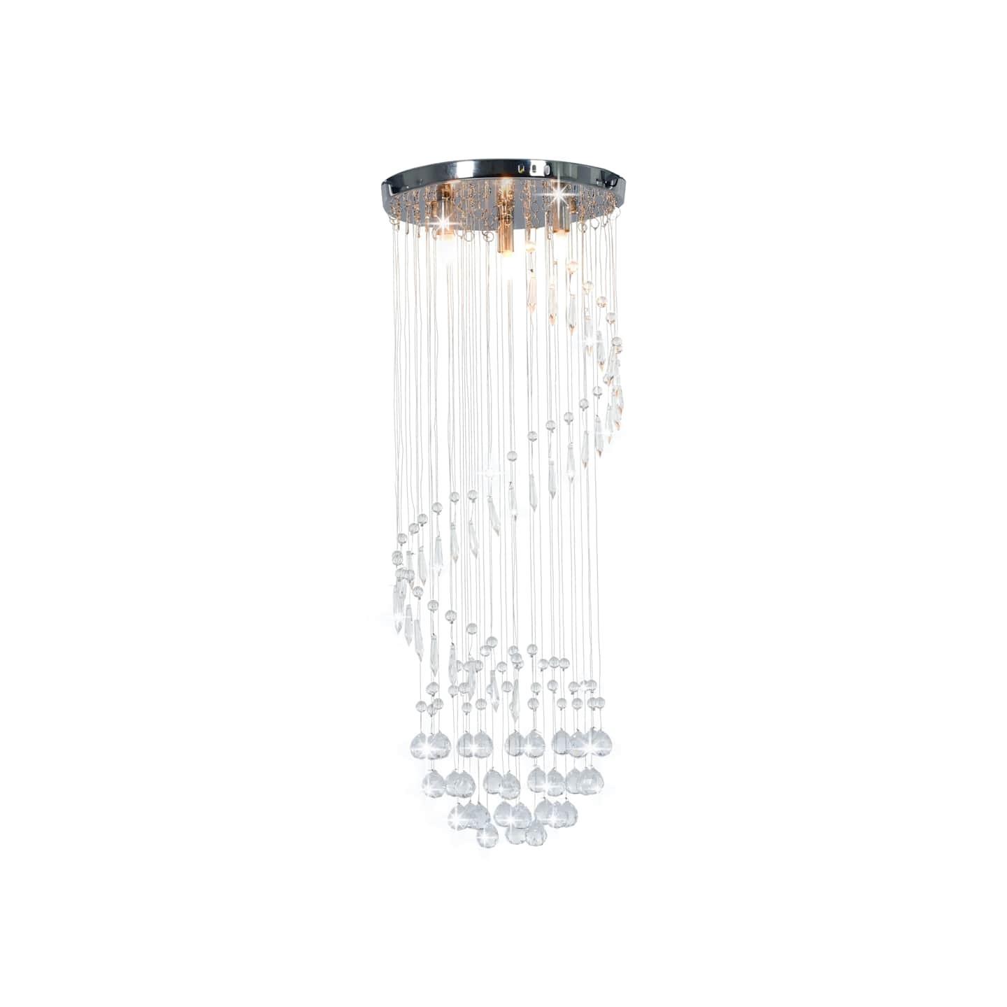 Plafonnier avec perles de cristal Argenté Spirale G9