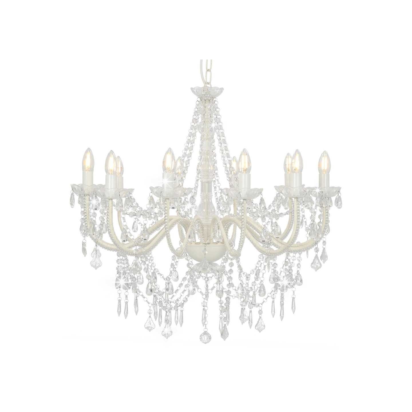 Lustre avec perles Blanc 12 ampoules E14