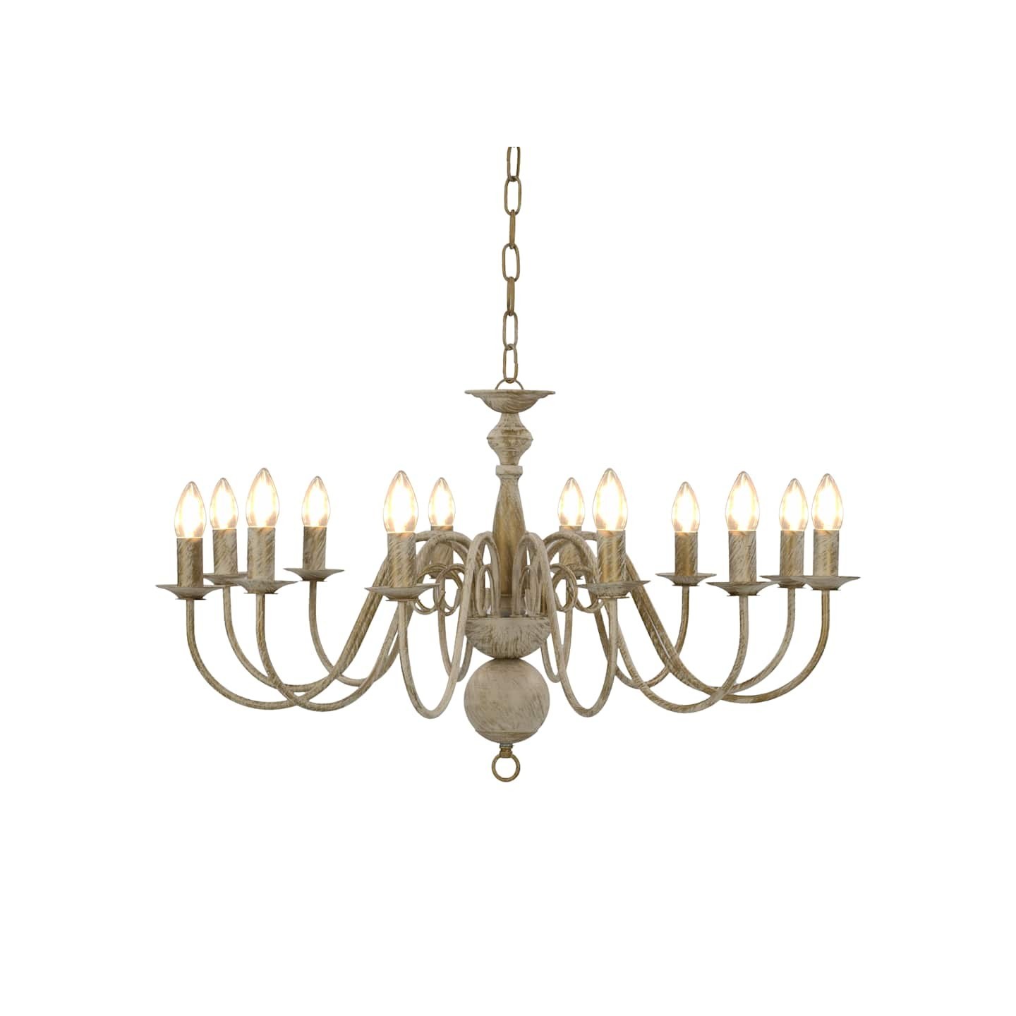 Lustre Blanc antique 12 ampoules E14
