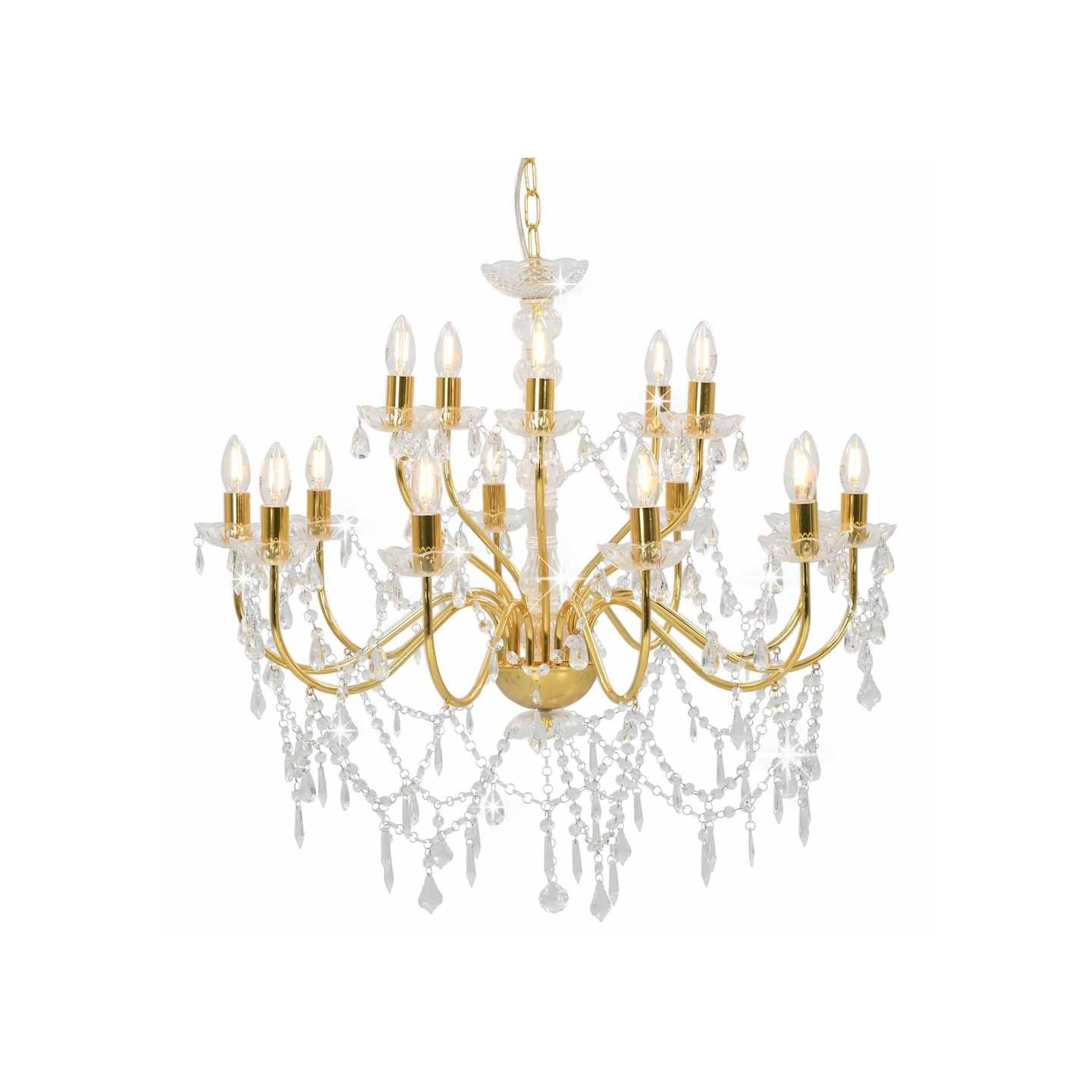 Lustre 2 couches Doré 15 ampoules E14