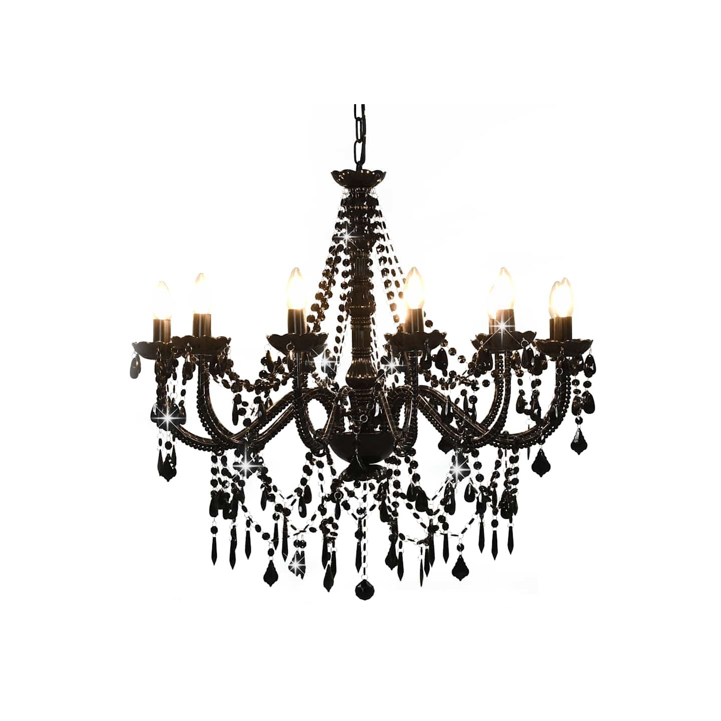 Lustre avec perles Noir 12 ampoules E14