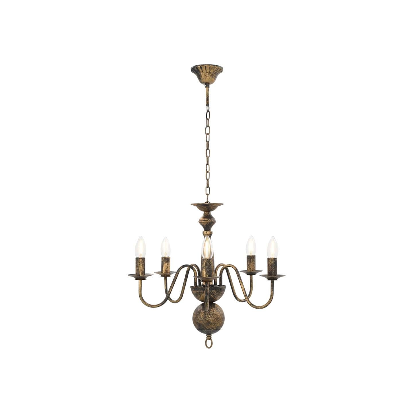 Lustre Noir antique 5 ampoules E14