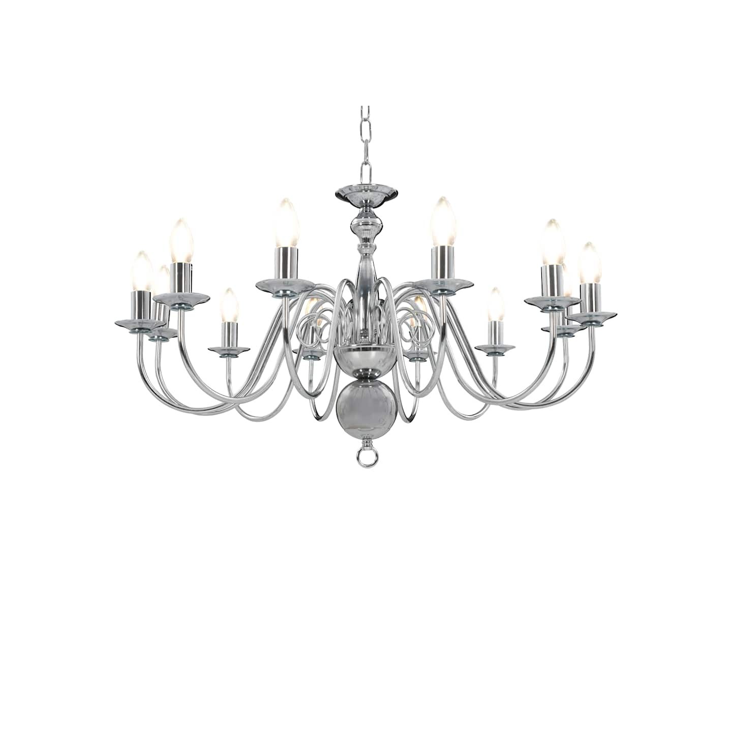 Lustre Argenté 12 ampoules E14