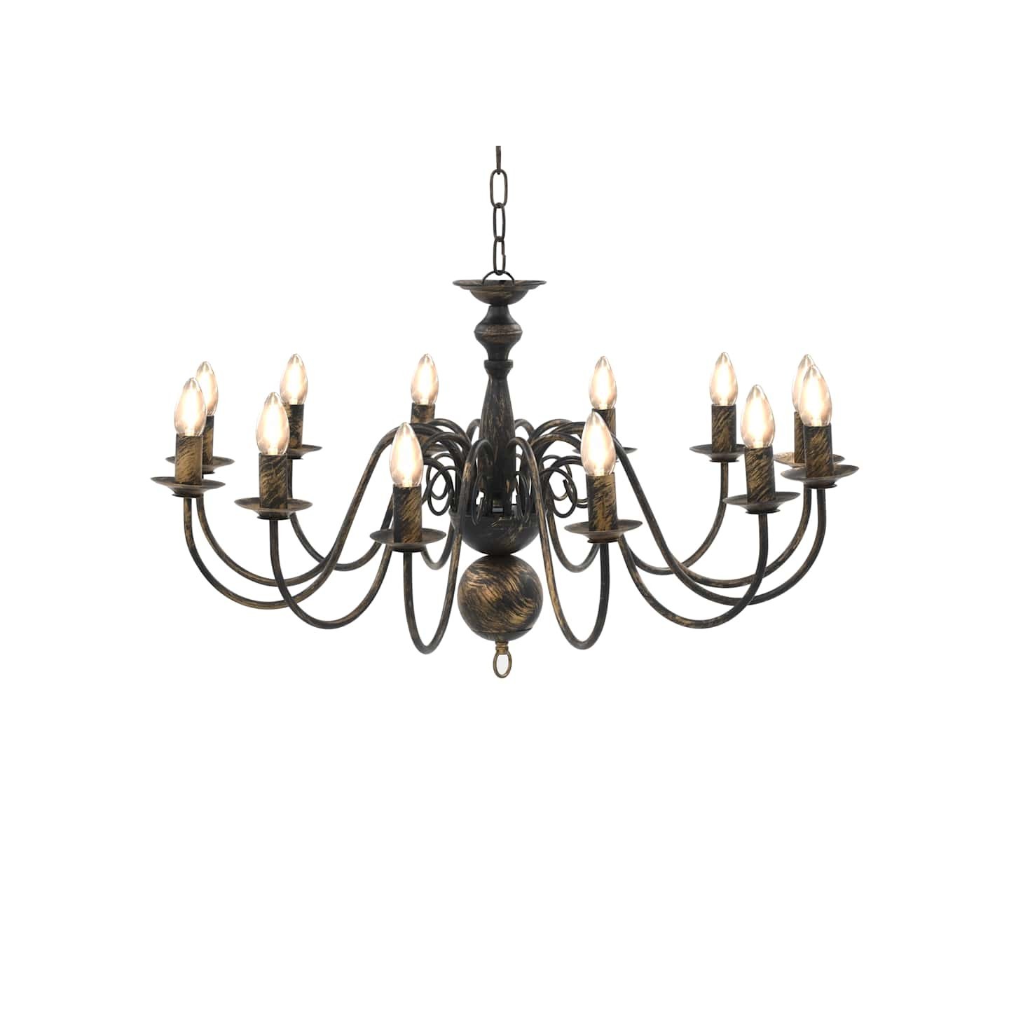 Lustre Noir antique 12 ampoules E14