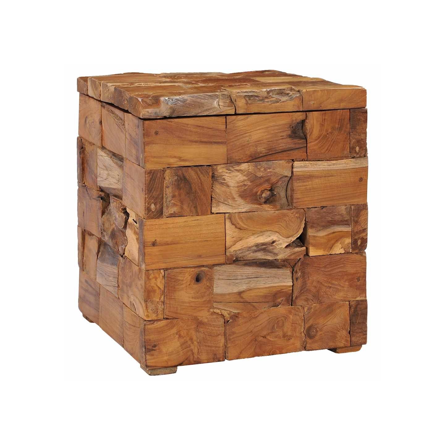 Tabouret de rangement Bois de teck massif