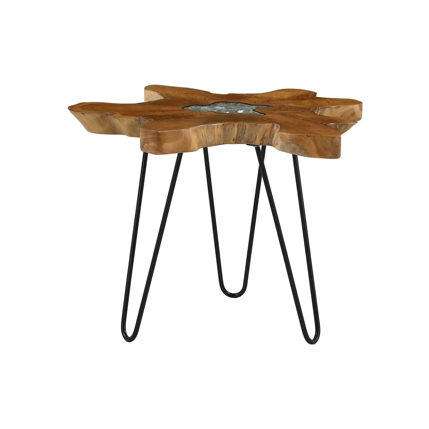 Table basse 70x45 cm Bois de teck massif et polyrésine