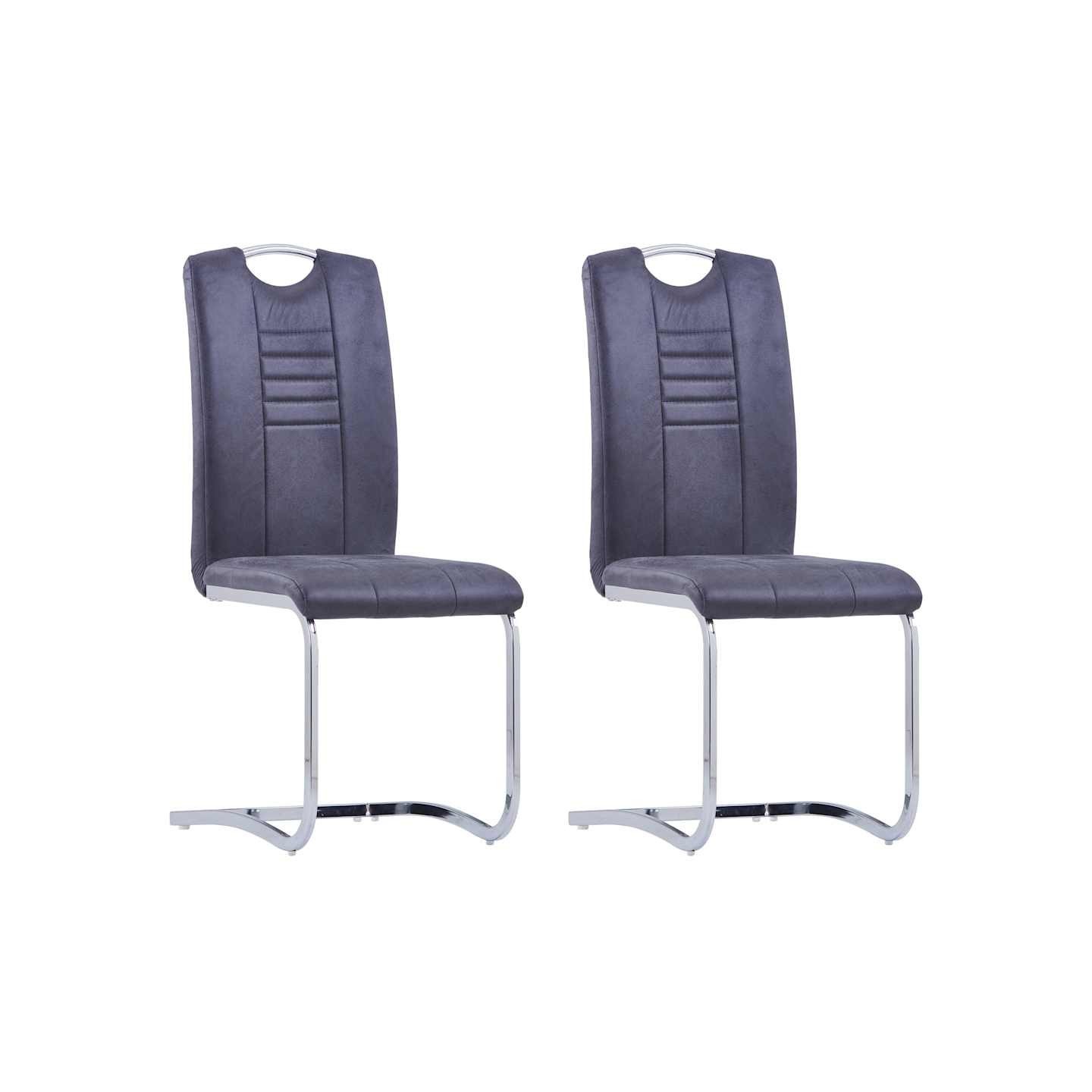 Chaises à manger cantilever lot de 2 gris similicuir daim