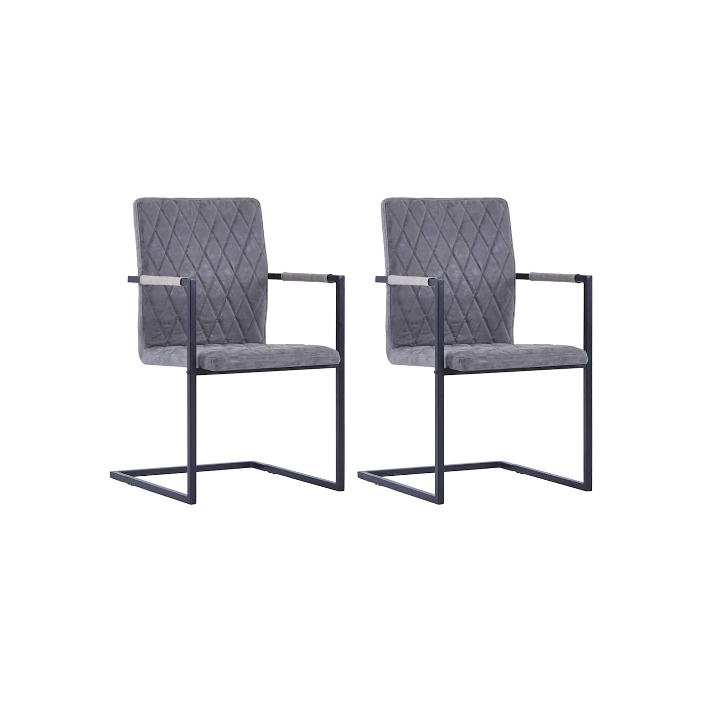 Chaises à manger cantilever lot de 2 gris foncé similicuir