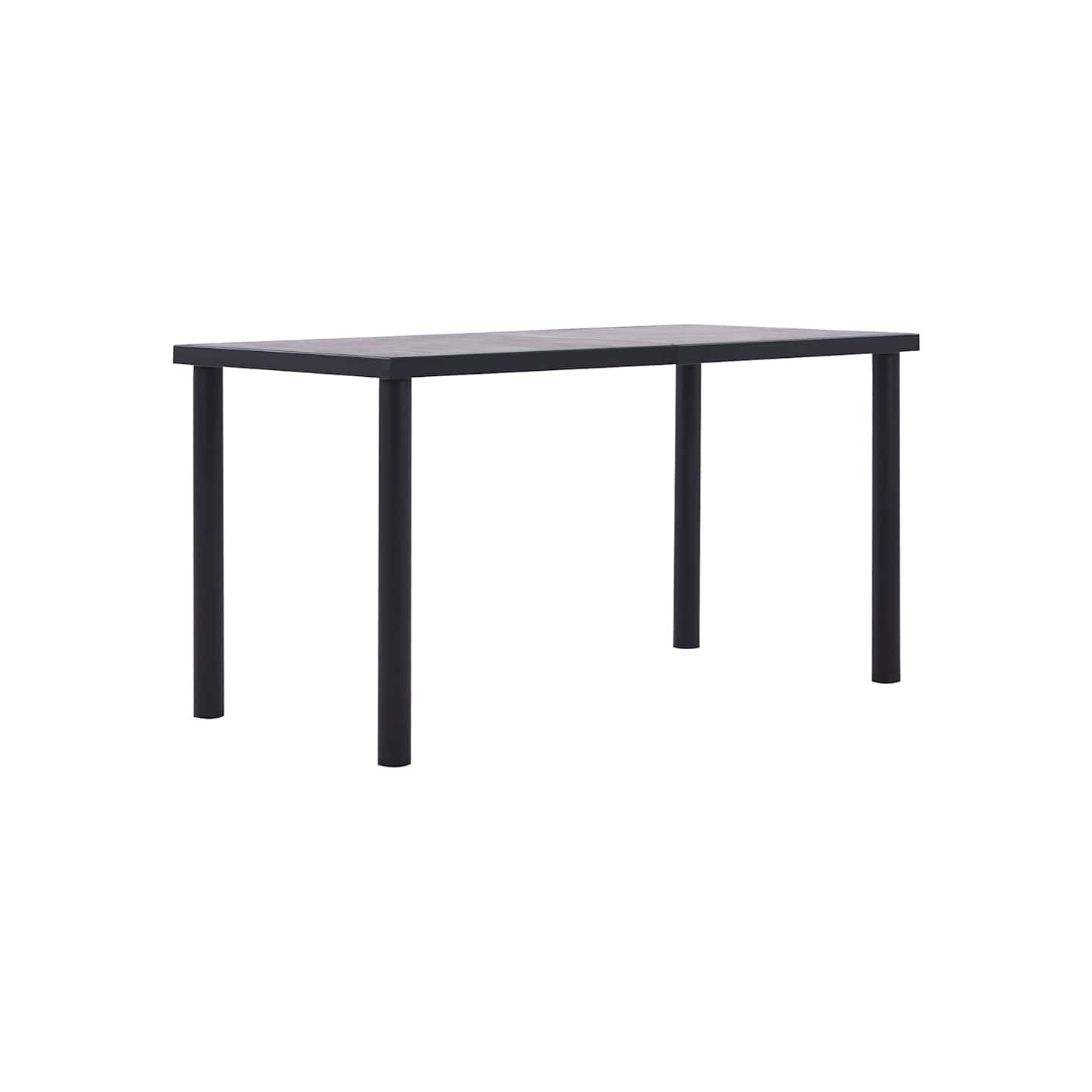 Table à manger Noir et gris béton 140x70x75 cm MDF
