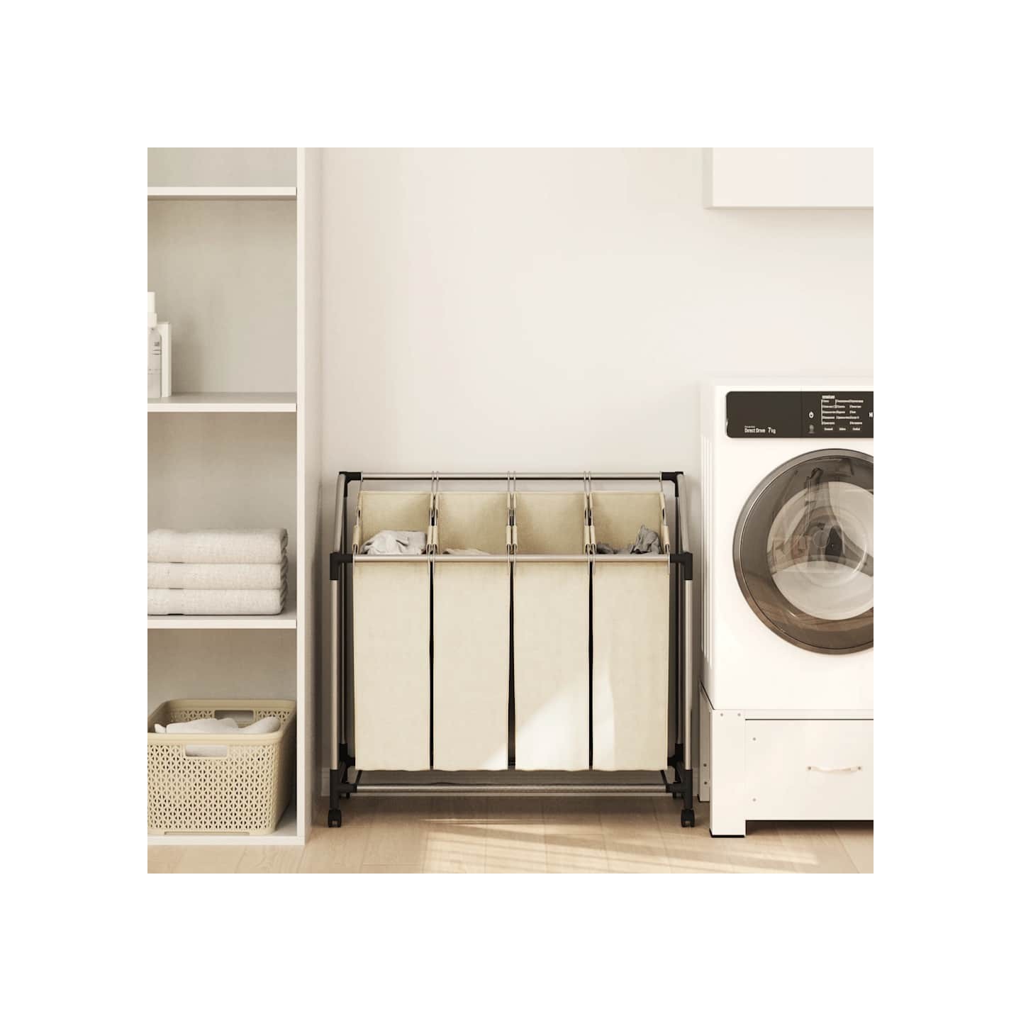 Trieuse à linge avec 4 sacs Crème Acier