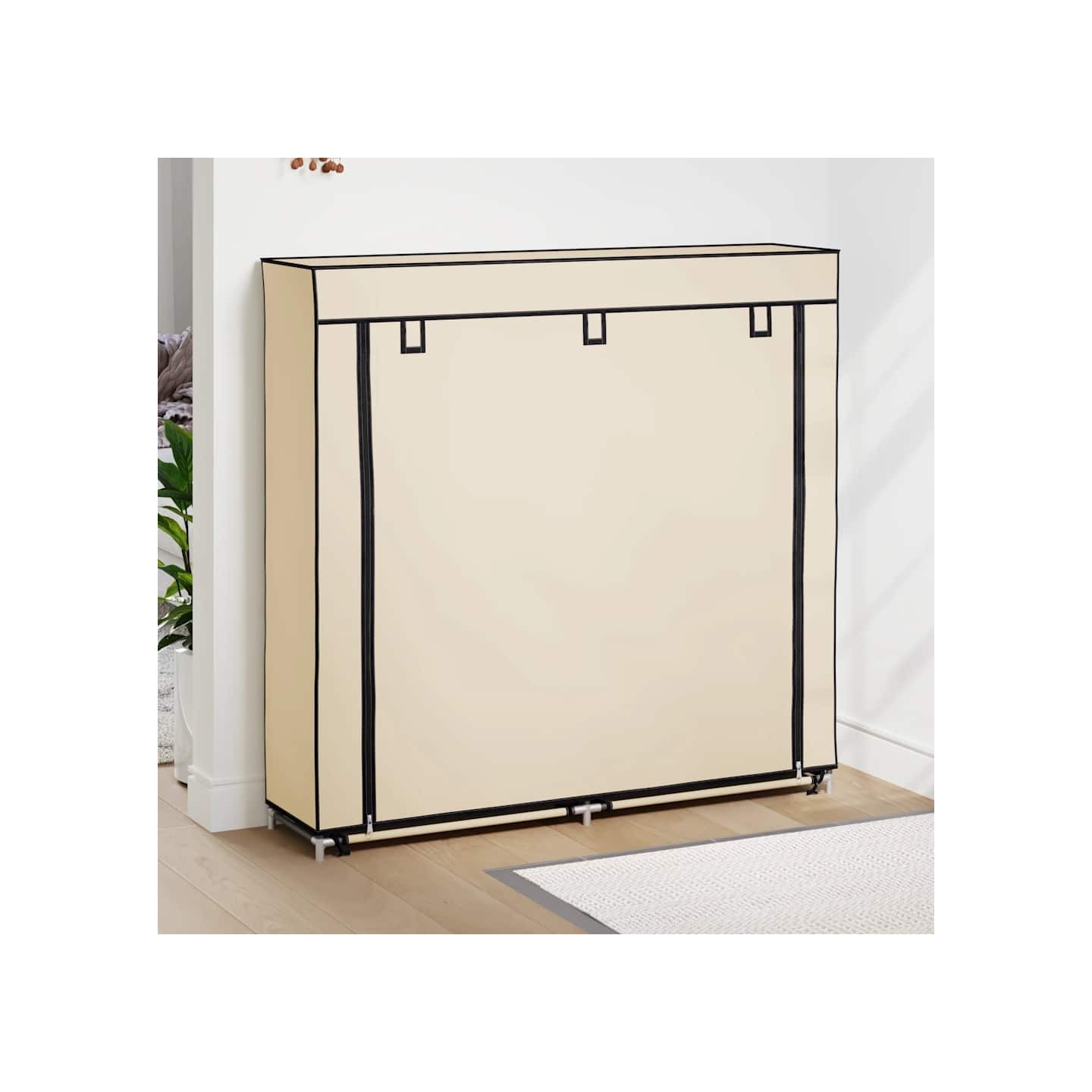 Armoire à chaussures avec housse Crème 115x28x110 cm Tissu