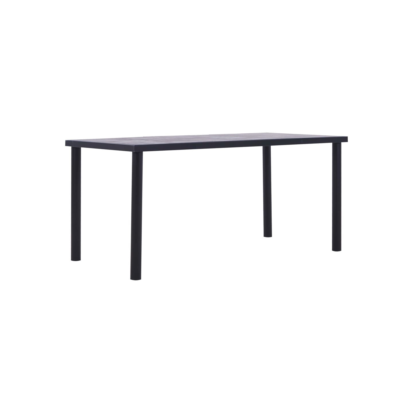 Table à manger Noir et gris béton 160x80x75 cm MDF