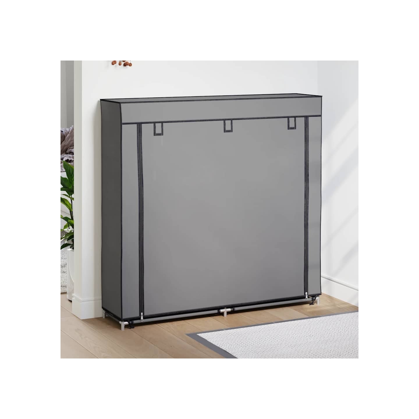 Armoire à chaussures avec housse Gris 115x28x110 cm Tissu