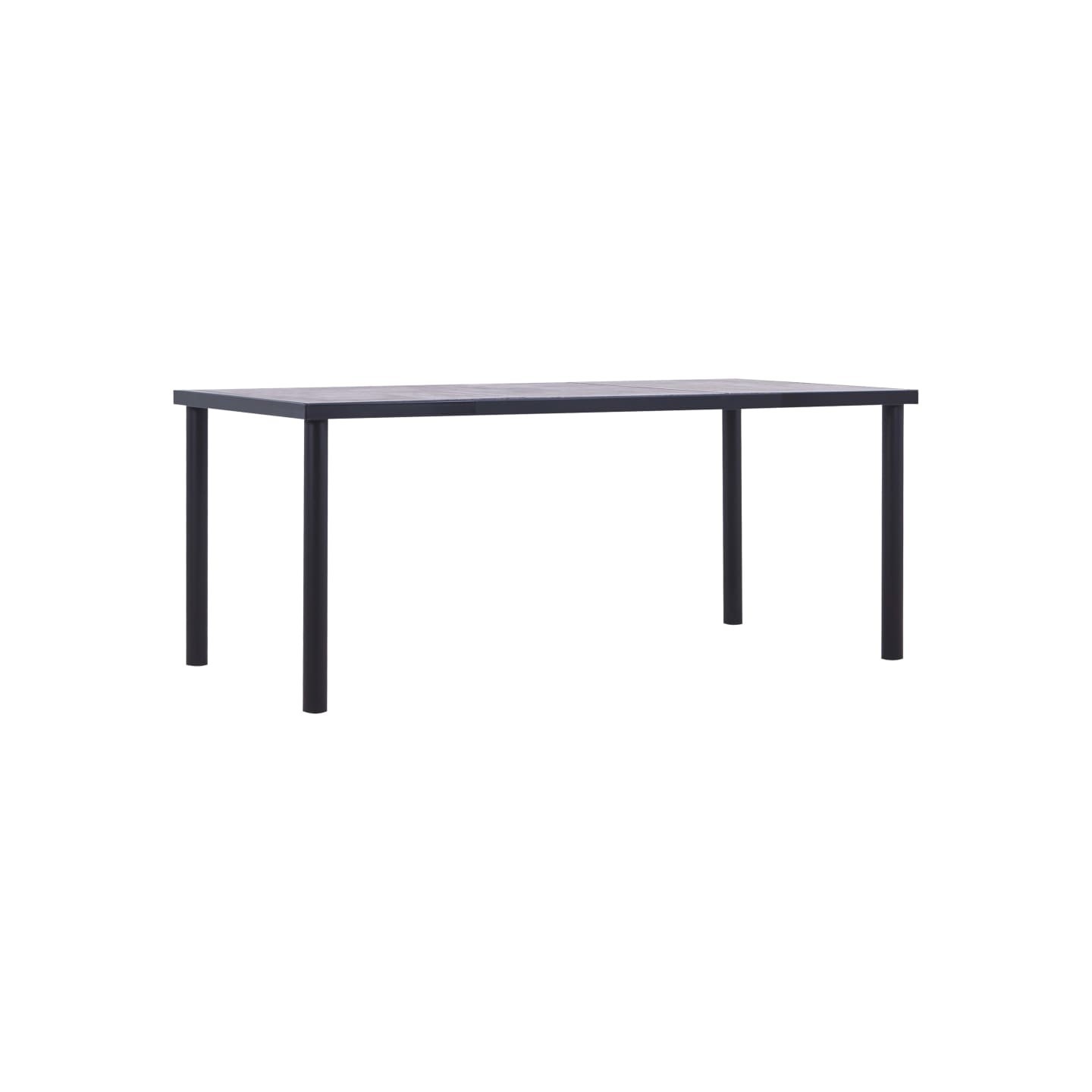 Table à manger Noir et gris béton 180x90x75 cm MDF